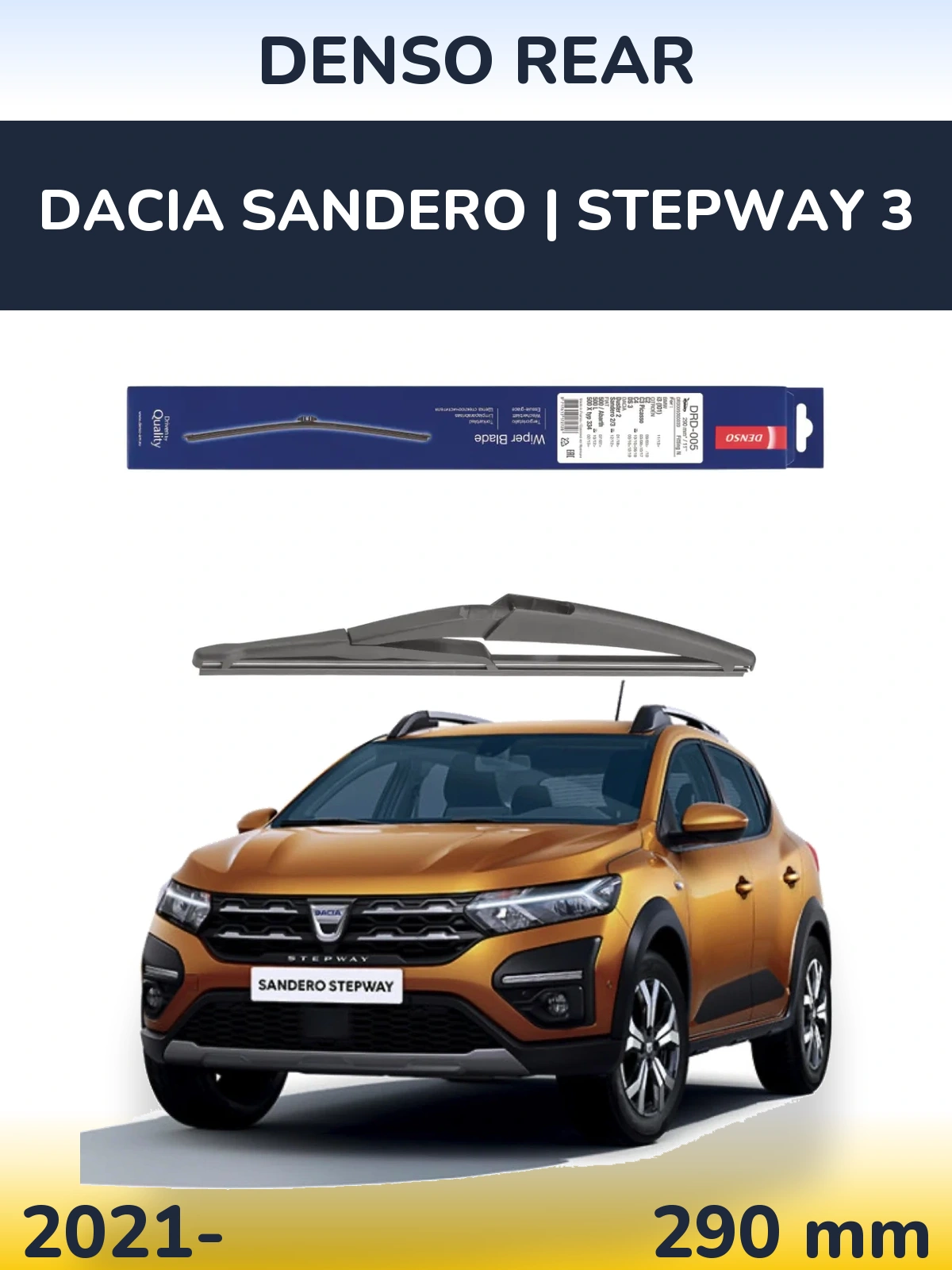 Tylna wycieraczka Denso Rear 290 mm do Dacia Sandero | Stepway 3 2021-2026