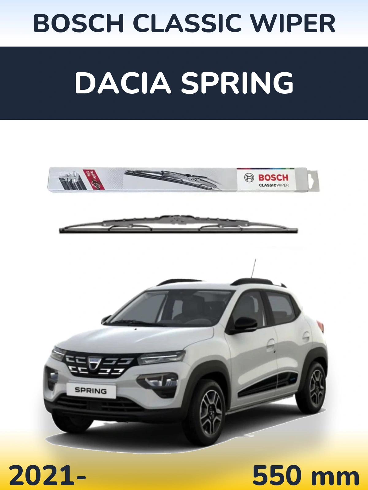 Передний дворник BOSCH Classic Wiper 550 мм для Dacia Spring 2021-2026