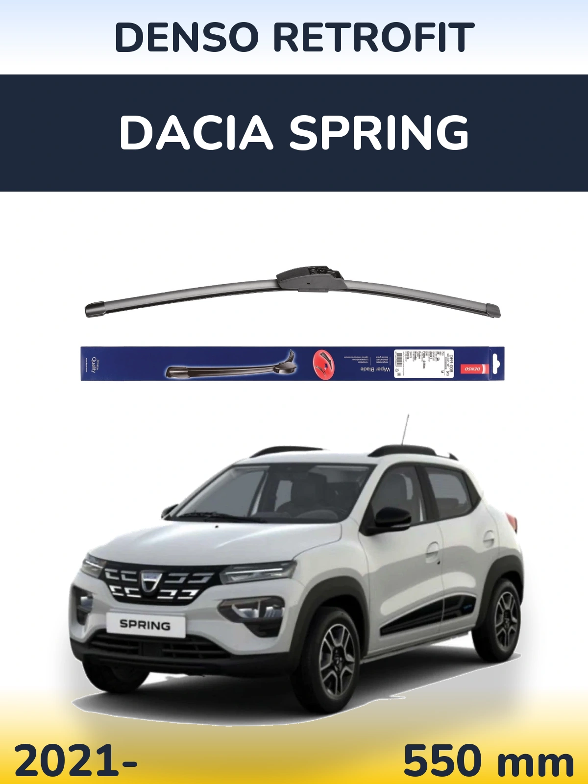 Передний дворник Denso Retrofit 550 мм для Dacia Spring 2021-2026