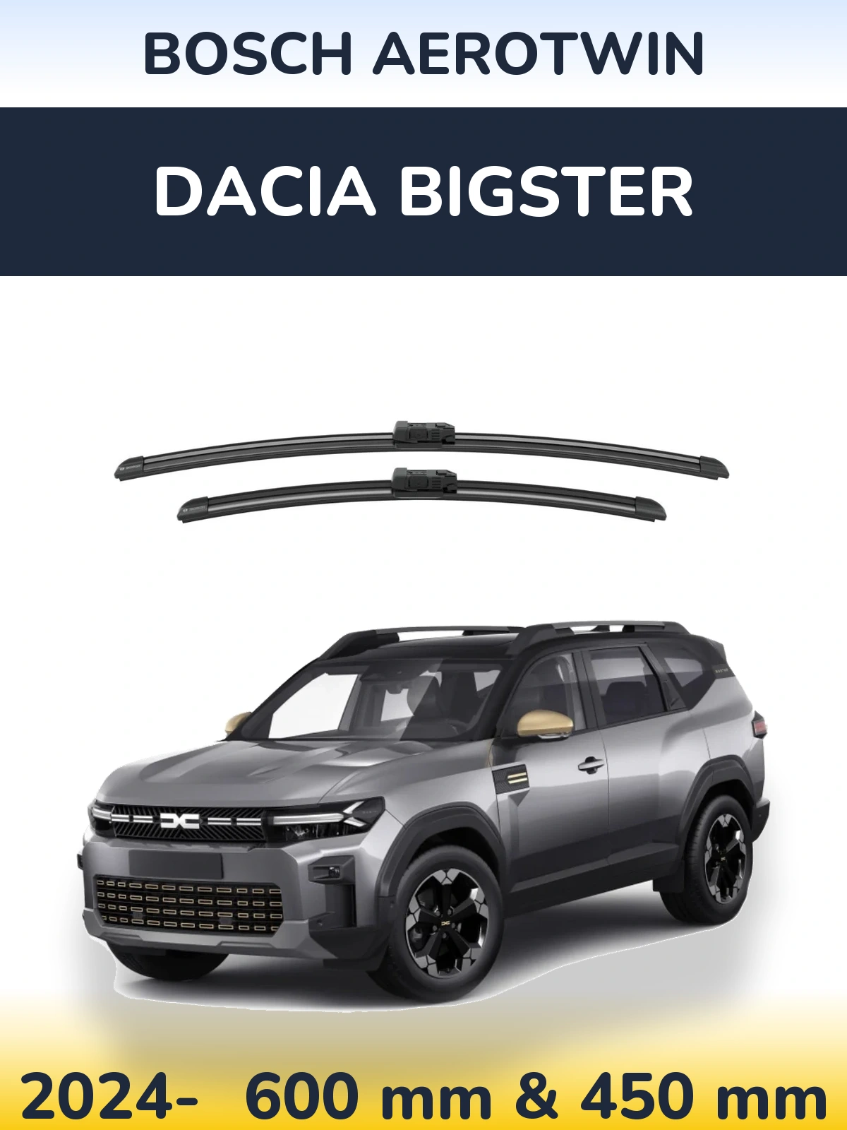 Komplet przednich wycieraczek BOSCH AeroTwin 600 & 450 mm do Dacia Bigster 2024-2026