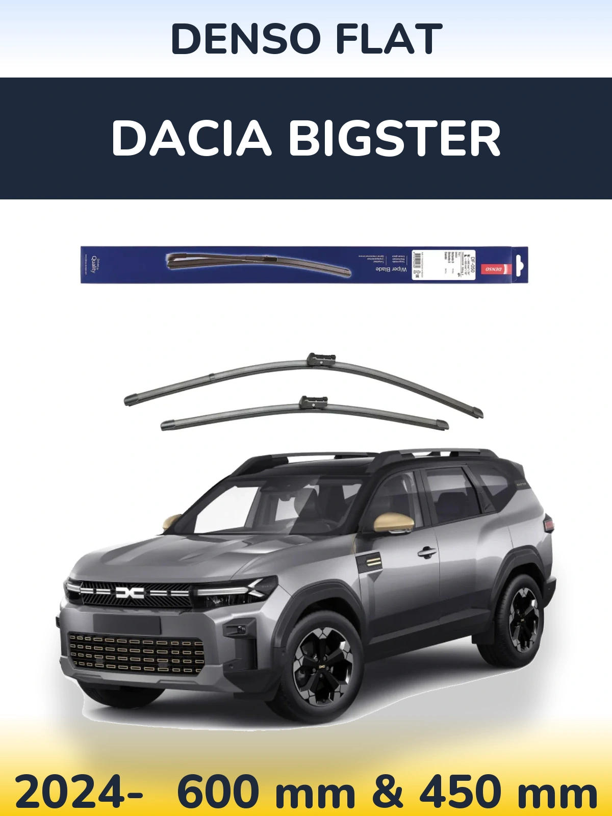 Komplet przednich wycieraczek Denso Flat 600 & 450 mm do Dacia Bigster 2024-2026