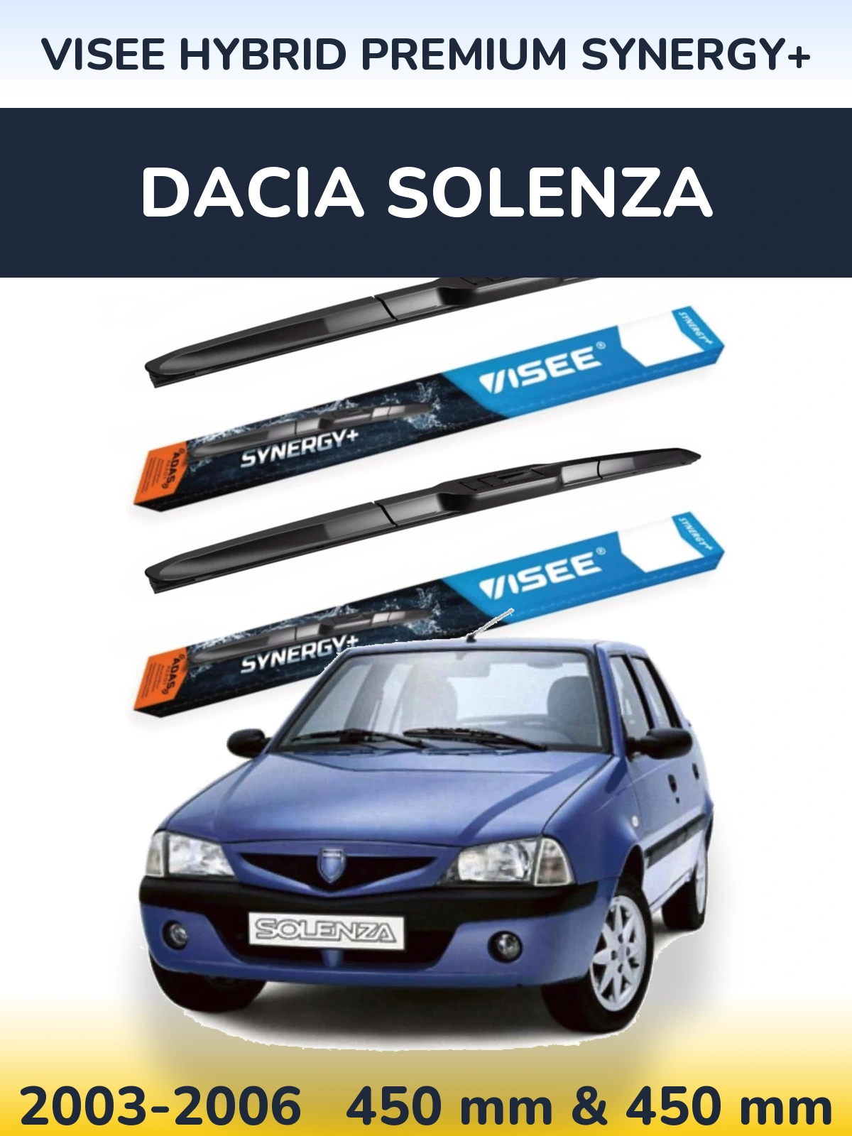 Комплект передних дворников VISEE HYBRID PREMIUM SYNERGY+ 450 & 450 мм для Dacia Solenza 2003-2006