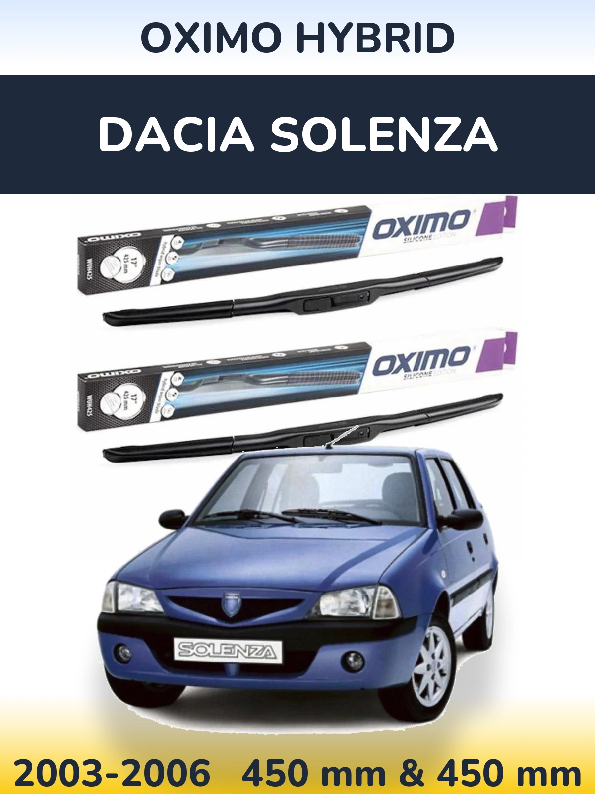 Комплект передних дворников Oximo Hybrid 450 & 450 мм для Dacia Solenza 2003-2006