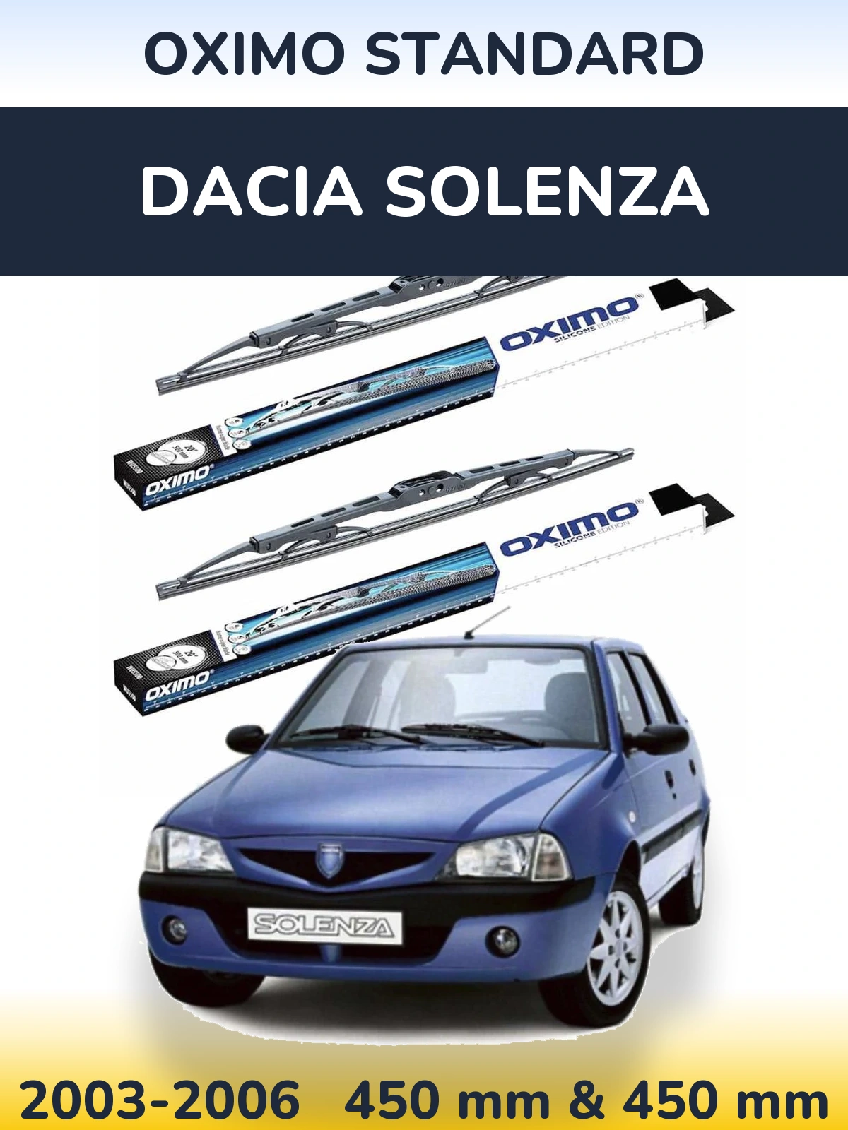 Комплект передних дворников Oximo Standard 450 & 450 мм для Dacia Solenza 2003-2006