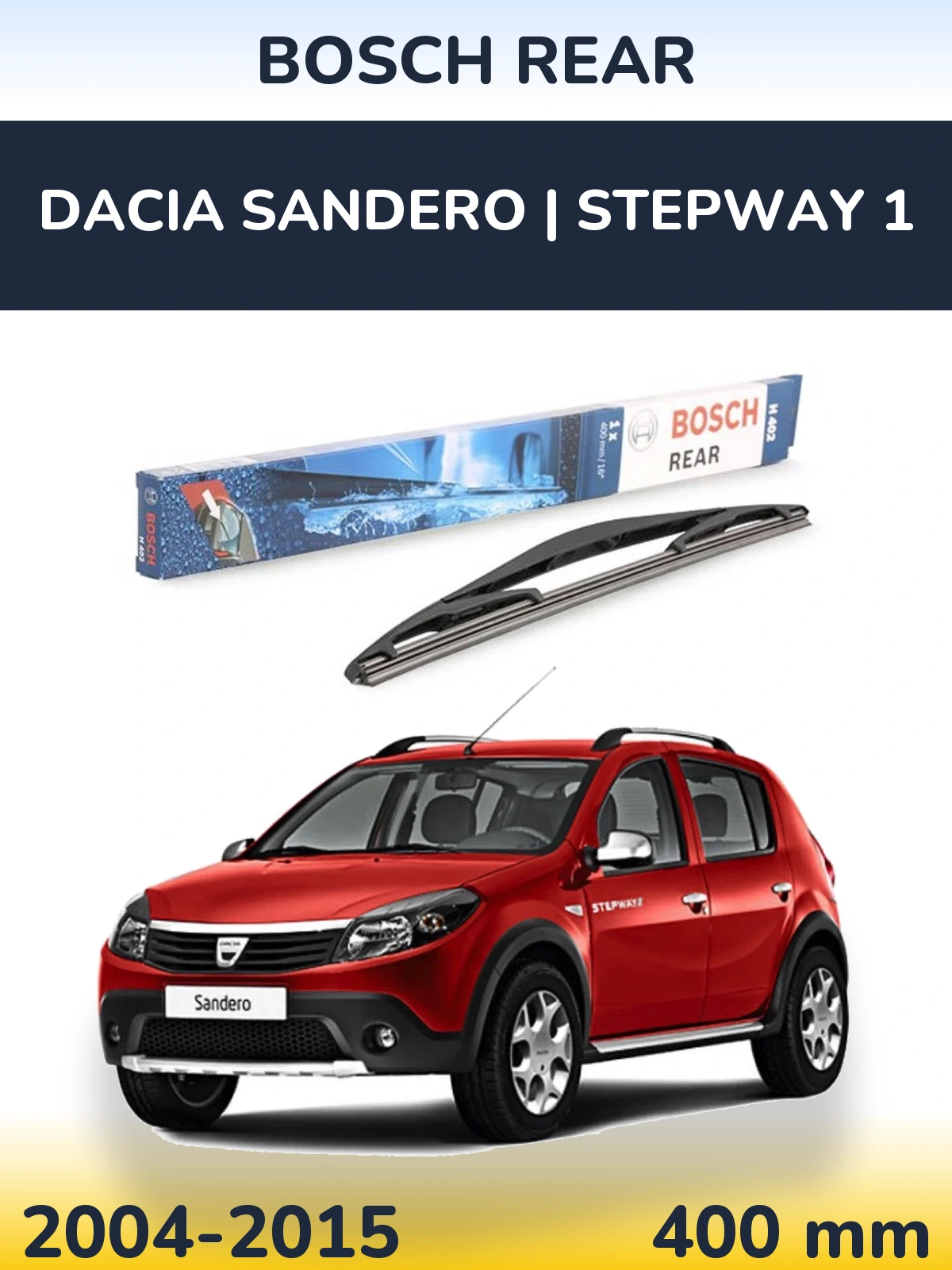Задний дворник BOSCH Rear 400 мм для Dacia Sandero | Stepway 1 2004-2015