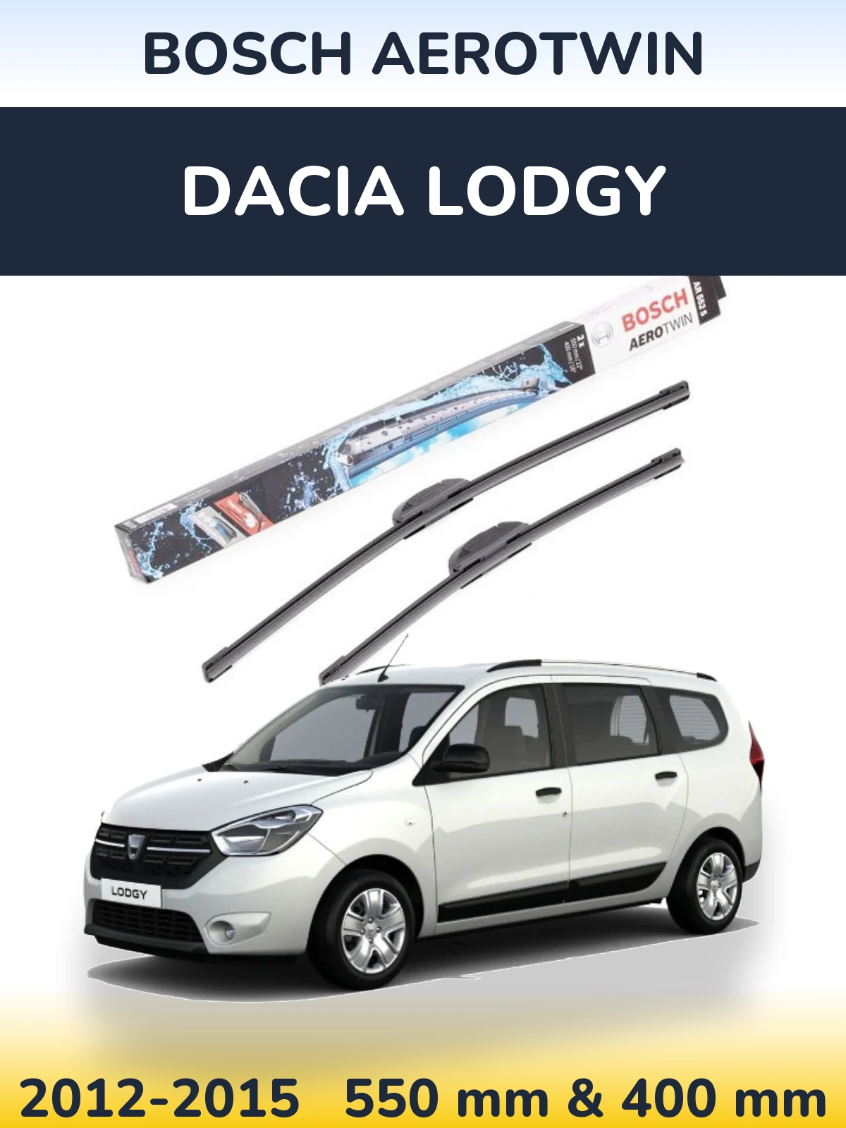 Komplet przednich wycieraczek BOSCH AeroTwin 550 & 400 mm do Dacia Lodgy 2012-2015