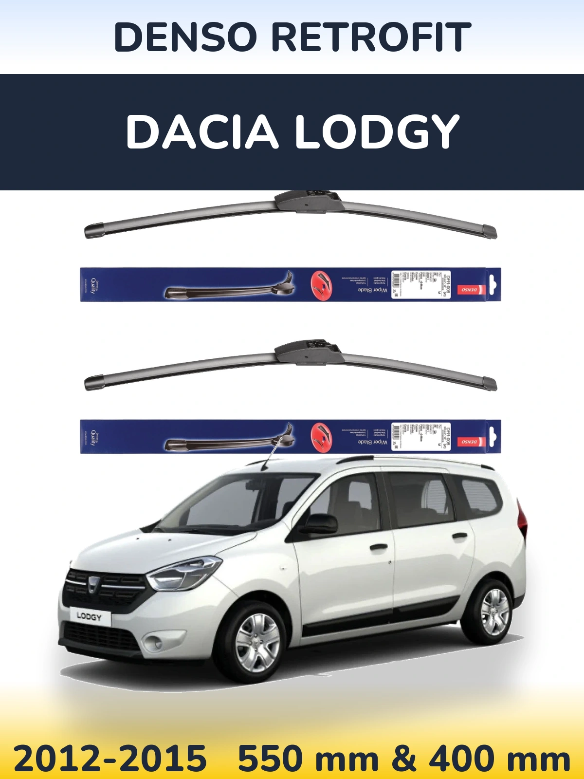 Komplet przednich wycieraczek Denso Retrofit 550 & 400 mm do Dacia Lodgy 2012-2015