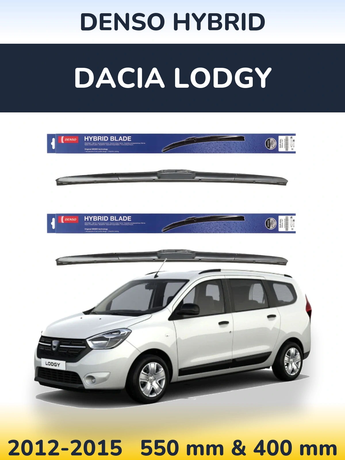 Komplet przednich wycieraczek Denso Hybrid 550 & 400 mm do Dacia Lodgy 2012-2015