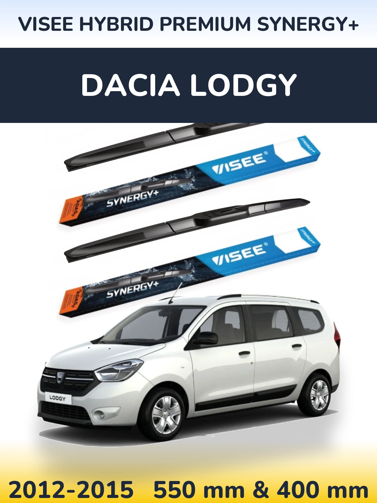 Komplet przednich wycieraczek VISEE HYBRID PREMIUM SYNERGY+ 550 & 400 mm do Dacia Lodgy 2012-2015
