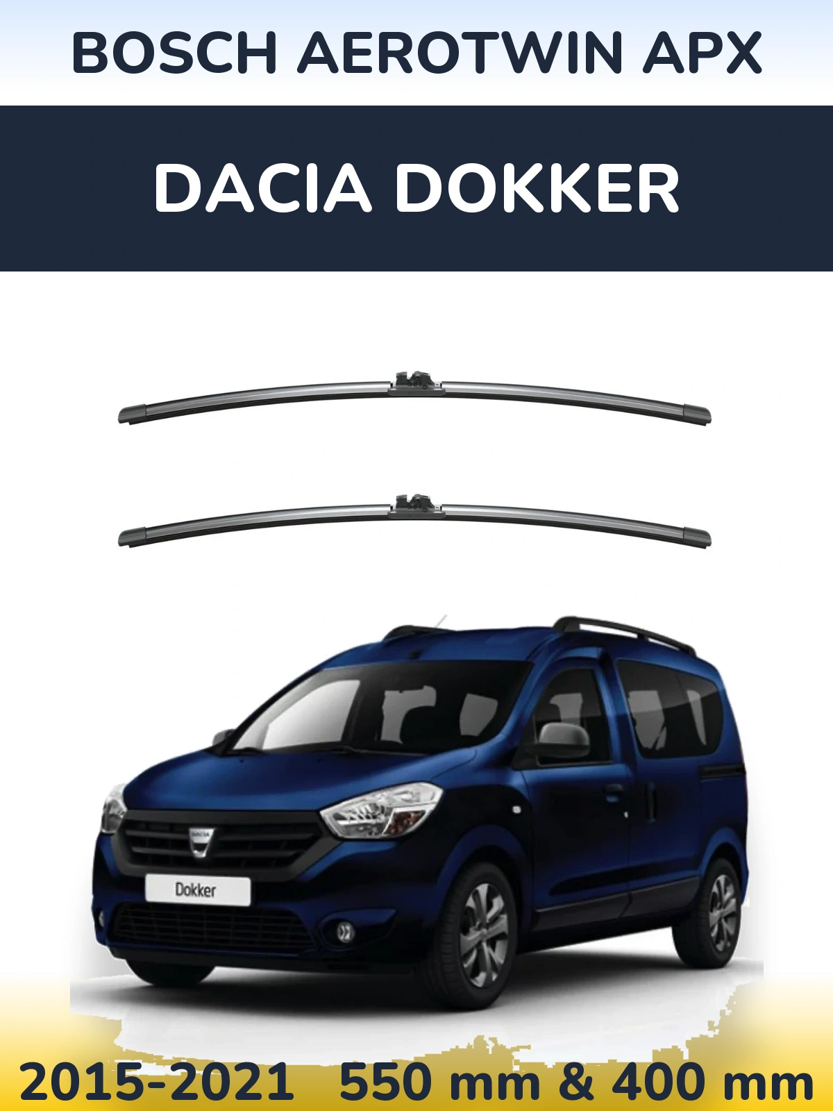 Komplet przednich wycieraczek BOSCH AeroTwin APX 550 & 400 mm do Dacia Dokker 2015-2021