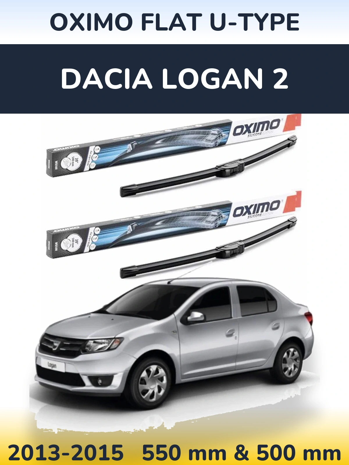 Komplet przednich wycieraczek Oximo Flat U-type 550 & 500 mm do Dacia Logan 2 2013-2015