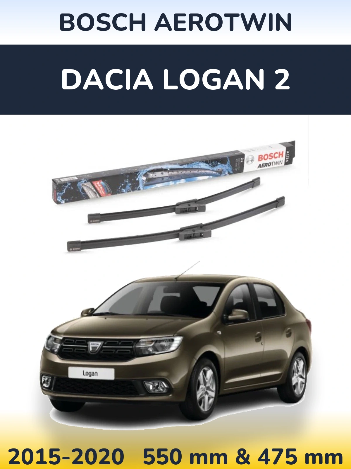 Komplet przednich wycieraczek BOSCH AeroTwin 550 & 475 mm do Dacia Logan 2 2015-2020