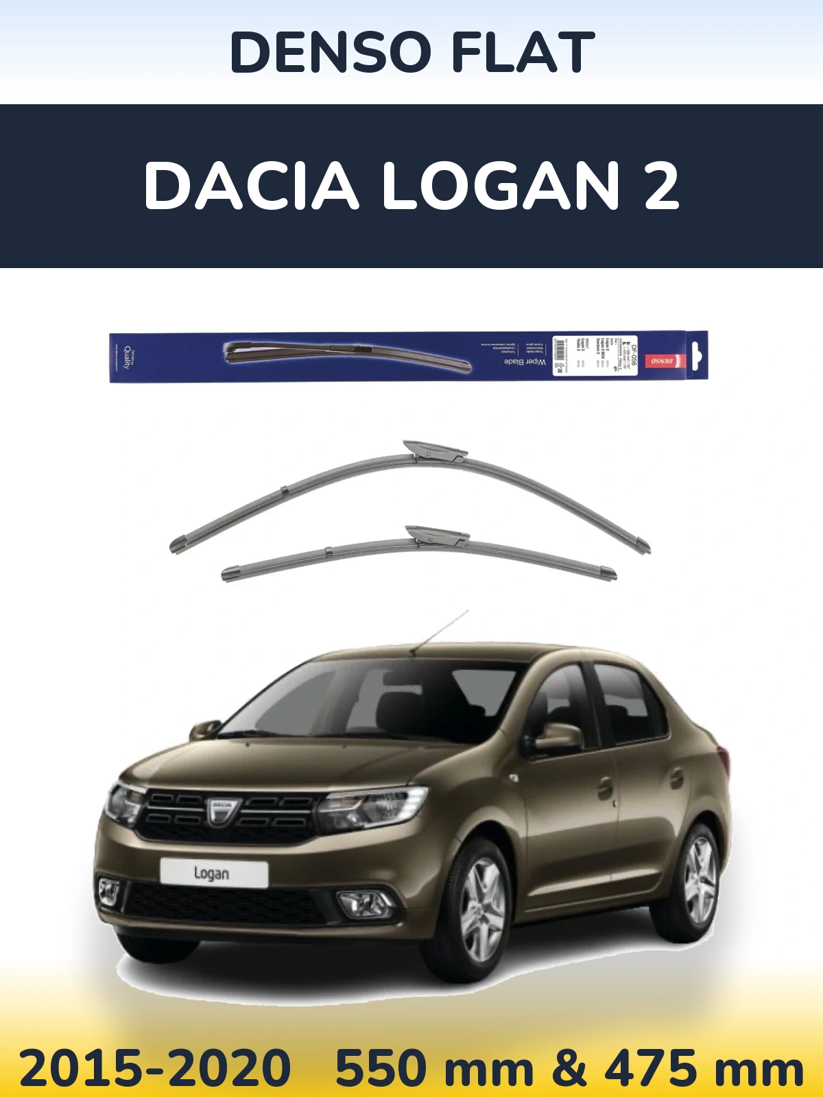 Komplet przednich wycieraczek Denso Flat 550 & 475 mm do Dacia Logan 2 2015-2020