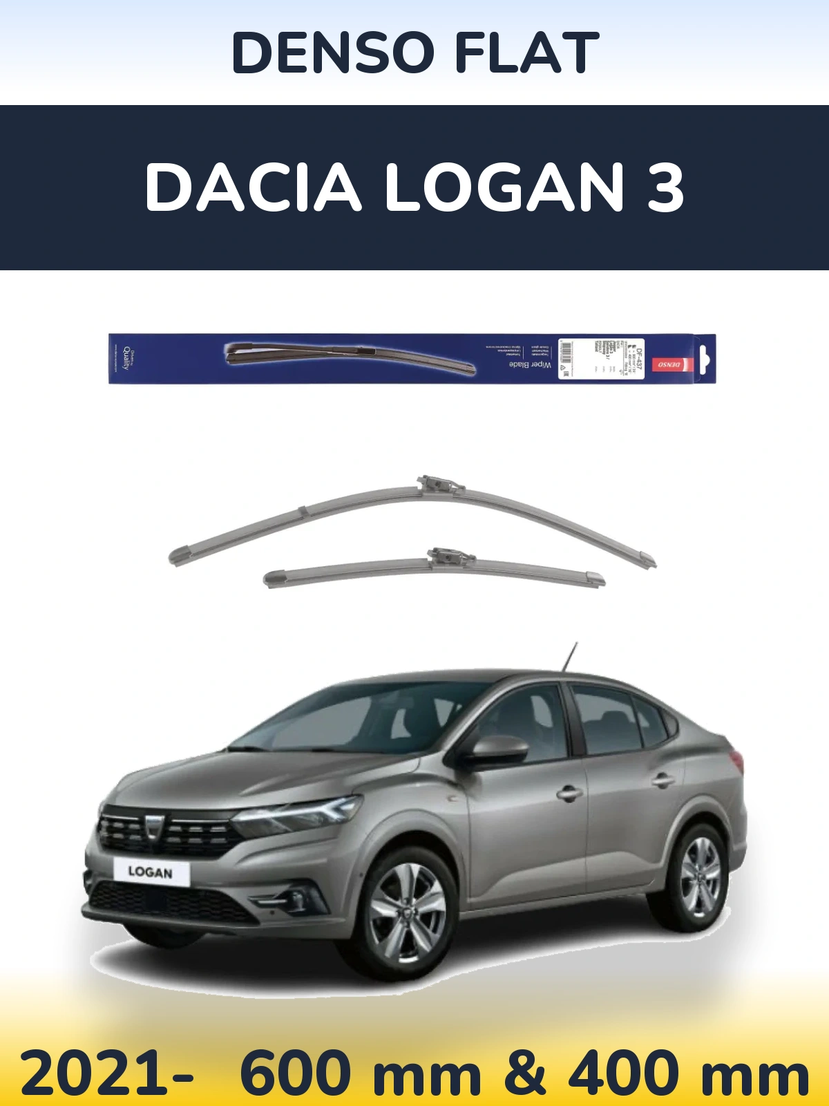 Komplet przednich wycieraczek Denso Flat 600 & 400 mm do Dacia Logan 3 2021-2026