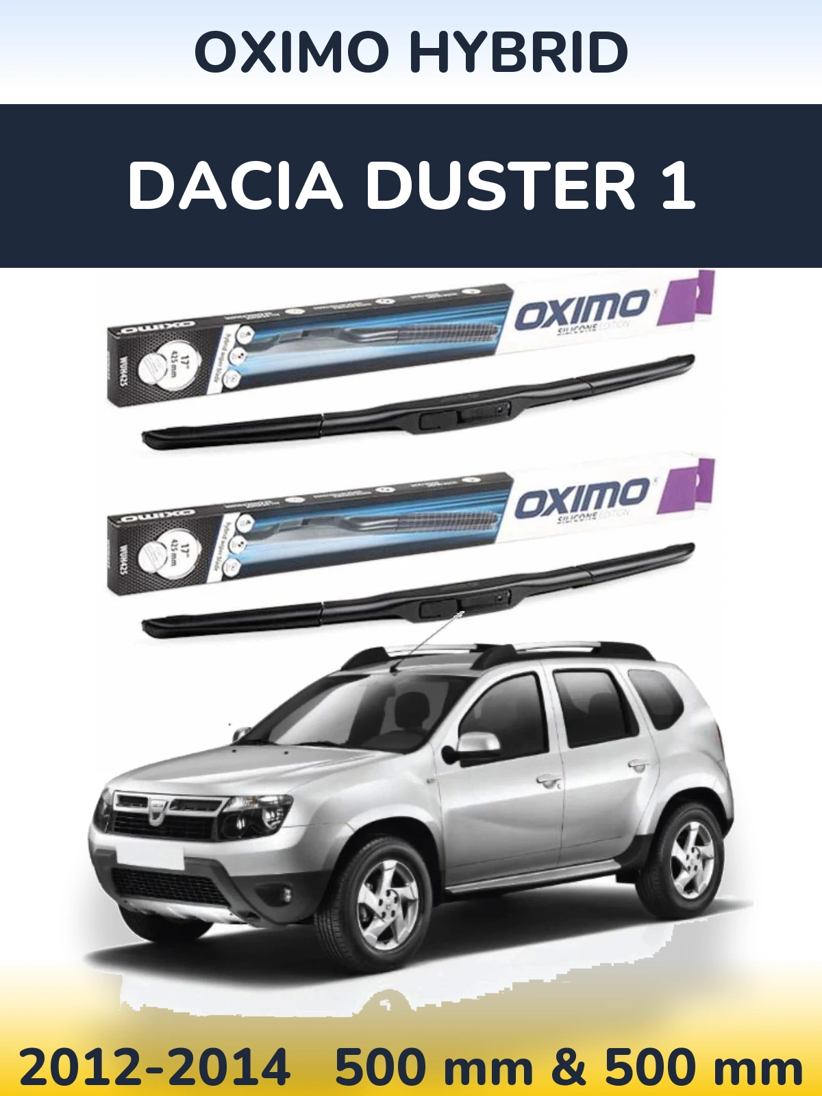Komplet przednich wycieraczek Oximo Hybrid 500 & 500 mm do Dacia Duster 1 2012-2014