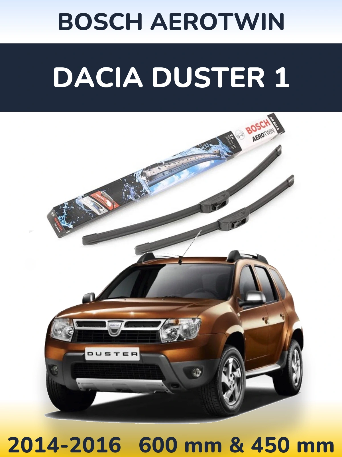 Komplet przednich wycieraczek BOSCH AeroTwin 600 & 450 mm do Dacia Duster 1 2014-2016