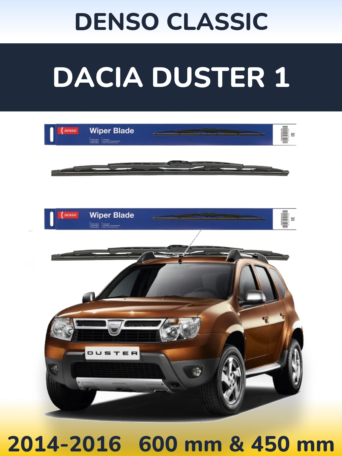 Komplet przednich wycieraczek Denso Classic 600 & 450 mm do Dacia Duster 1 2014-2016