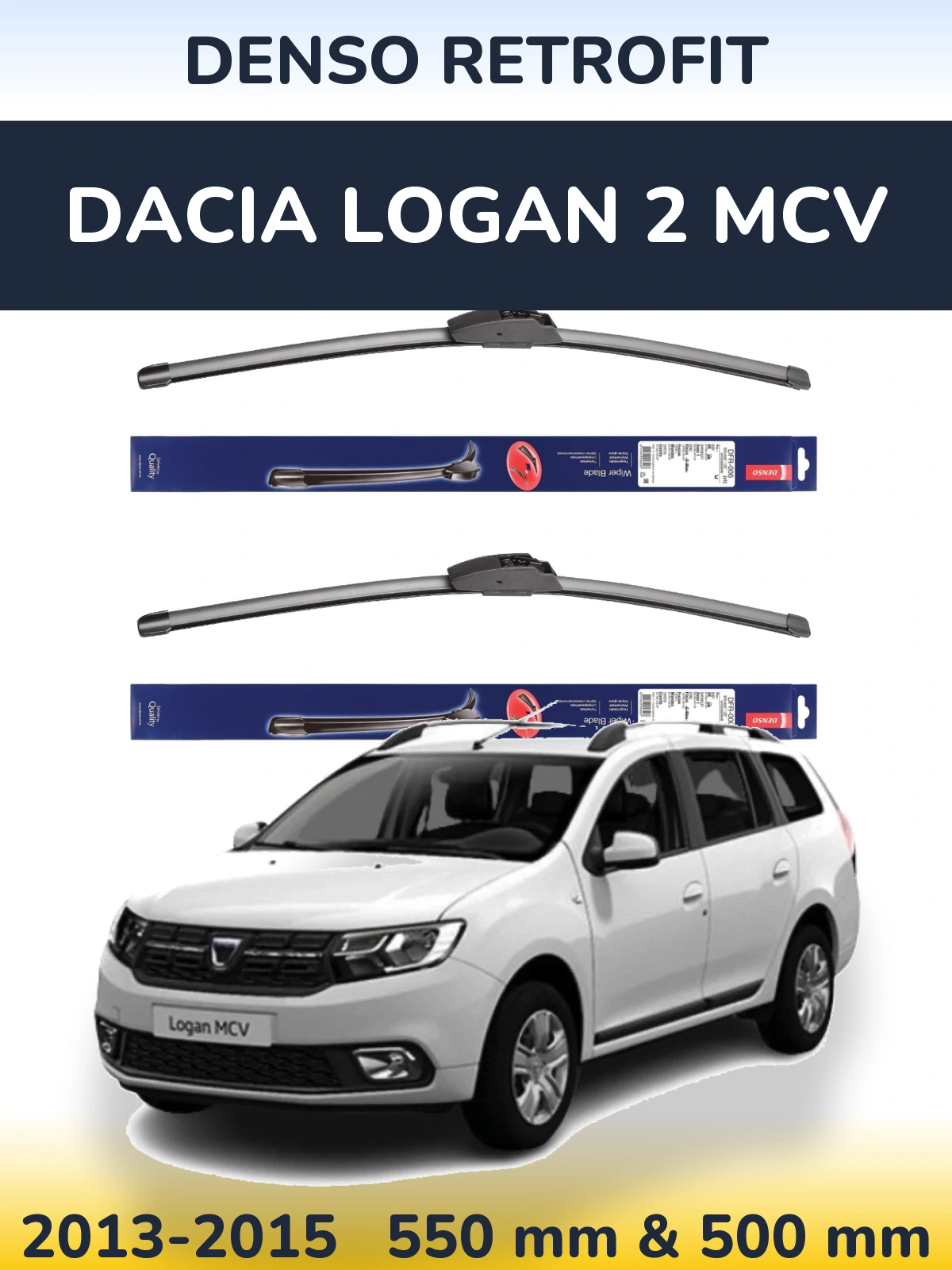 Komplet przednich wycieraczek Denso Retrofit 550 & 500 mm do Dacia Logan 2 MCV 2013-2015
