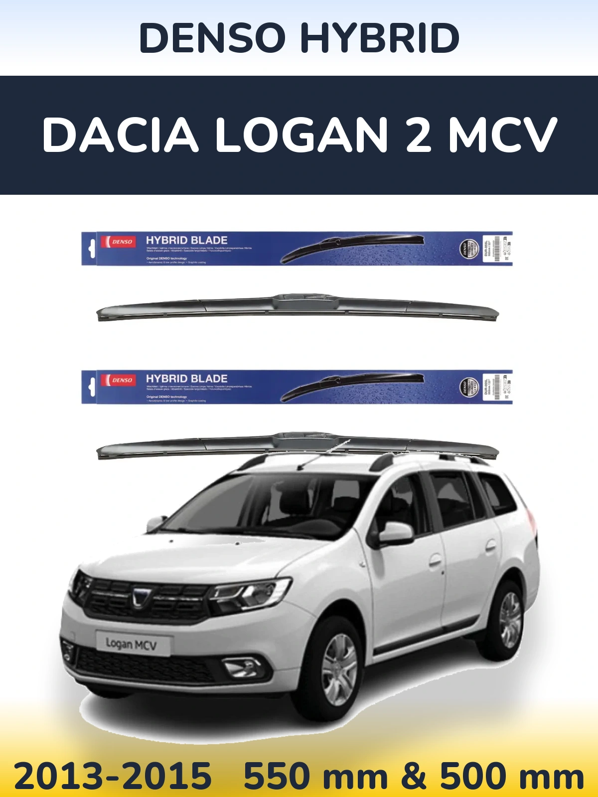 Komplet przednich wycieraczek Denso Hybrid 550 & 500 mm do Dacia Logan 2 MCV 2013-2015