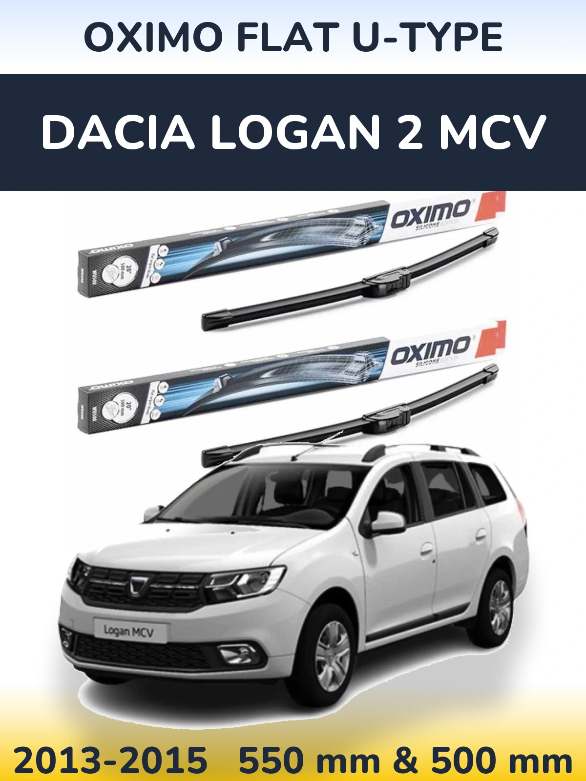 Komplet przednich wycieraczek Oximo Flat U-type 550 & 500 mm do Dacia Logan 2 MCV 2013-2015