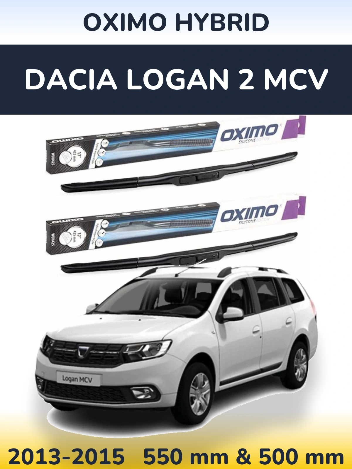 Komplet przednich wycieraczek Oximo Hybrid 550 & 500 mm do Dacia Logan 2 MCV 2013-2015