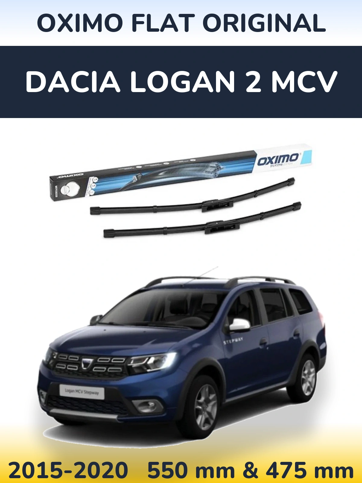 Komplet przednich wycieraczek Oximo Flat Original 550 & 475 mm do Dacia Logan 2 MCV 2015-2020