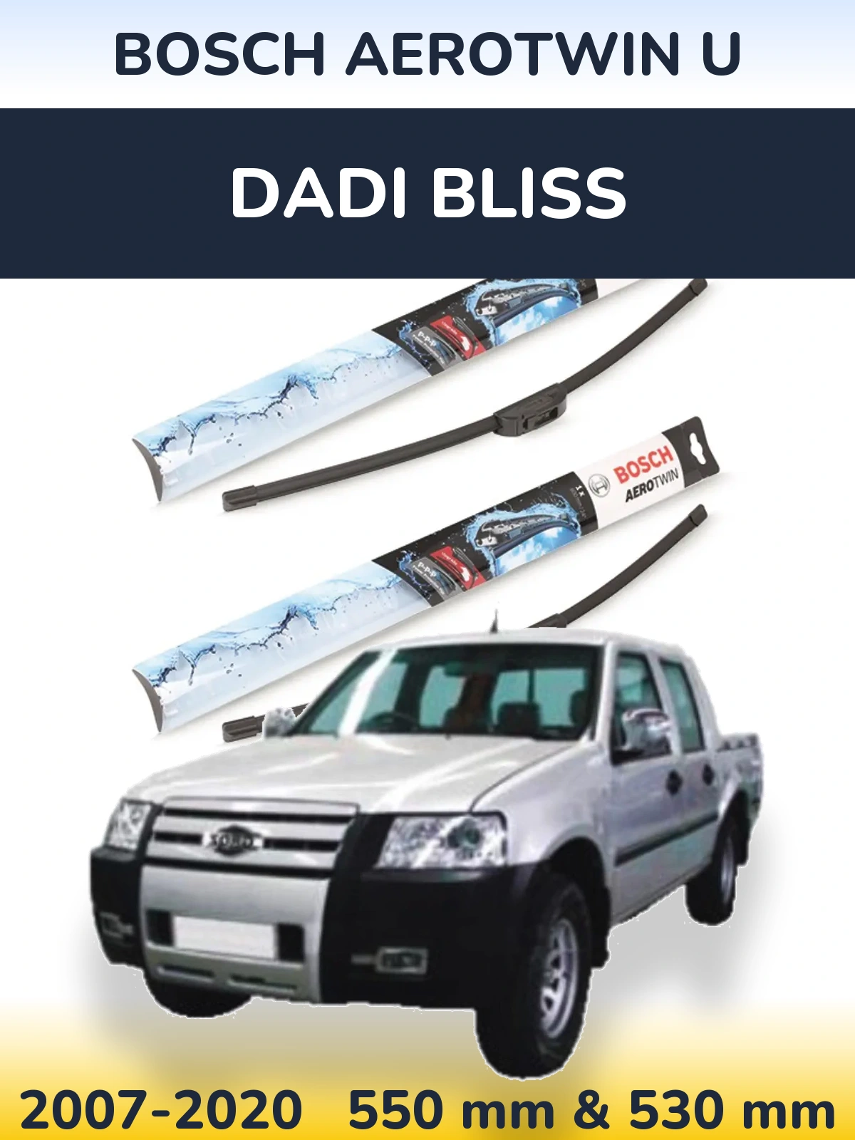 Комплект передних дворников BOSCH AeroTwin U 550 & 530 мм для Dadi Bliss 2007-2020