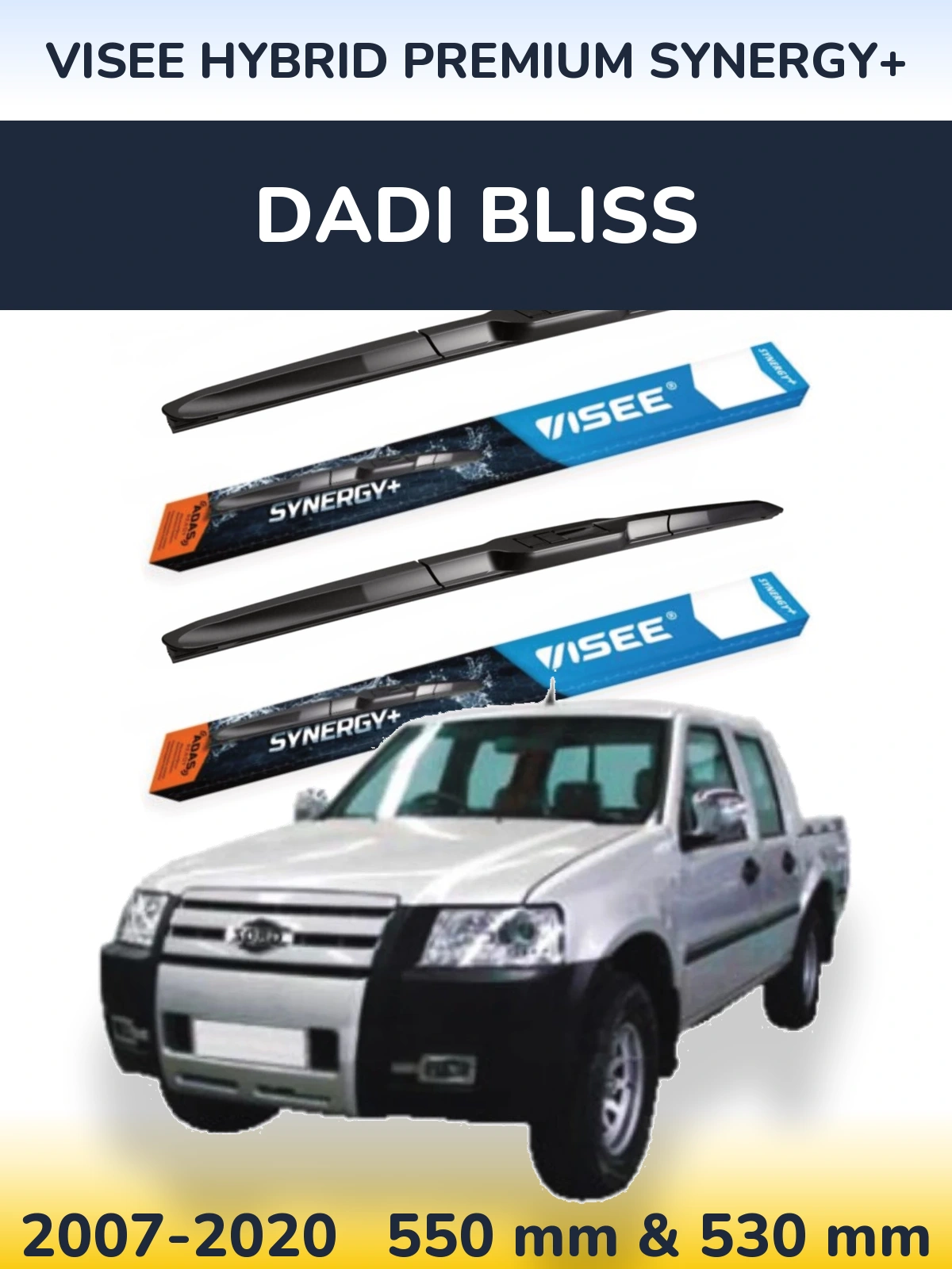 Комплект передних дворников VISEE HYBRID PREMIUM SYNERGY+ 550 & 530 мм для Dadi Bliss 2007-2020