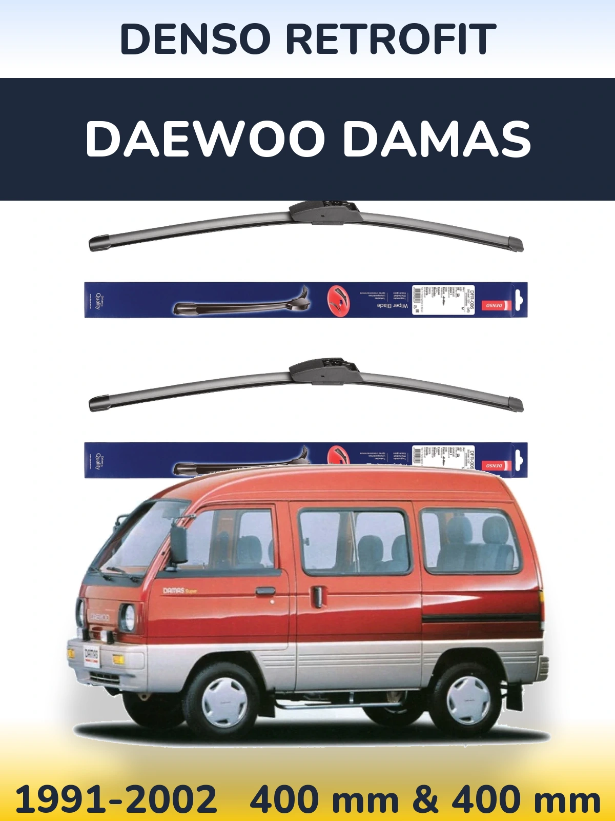 Комплект передних дворников Denso Retrofit 400 & 400 мм для Daewoo Damas 1991-2002