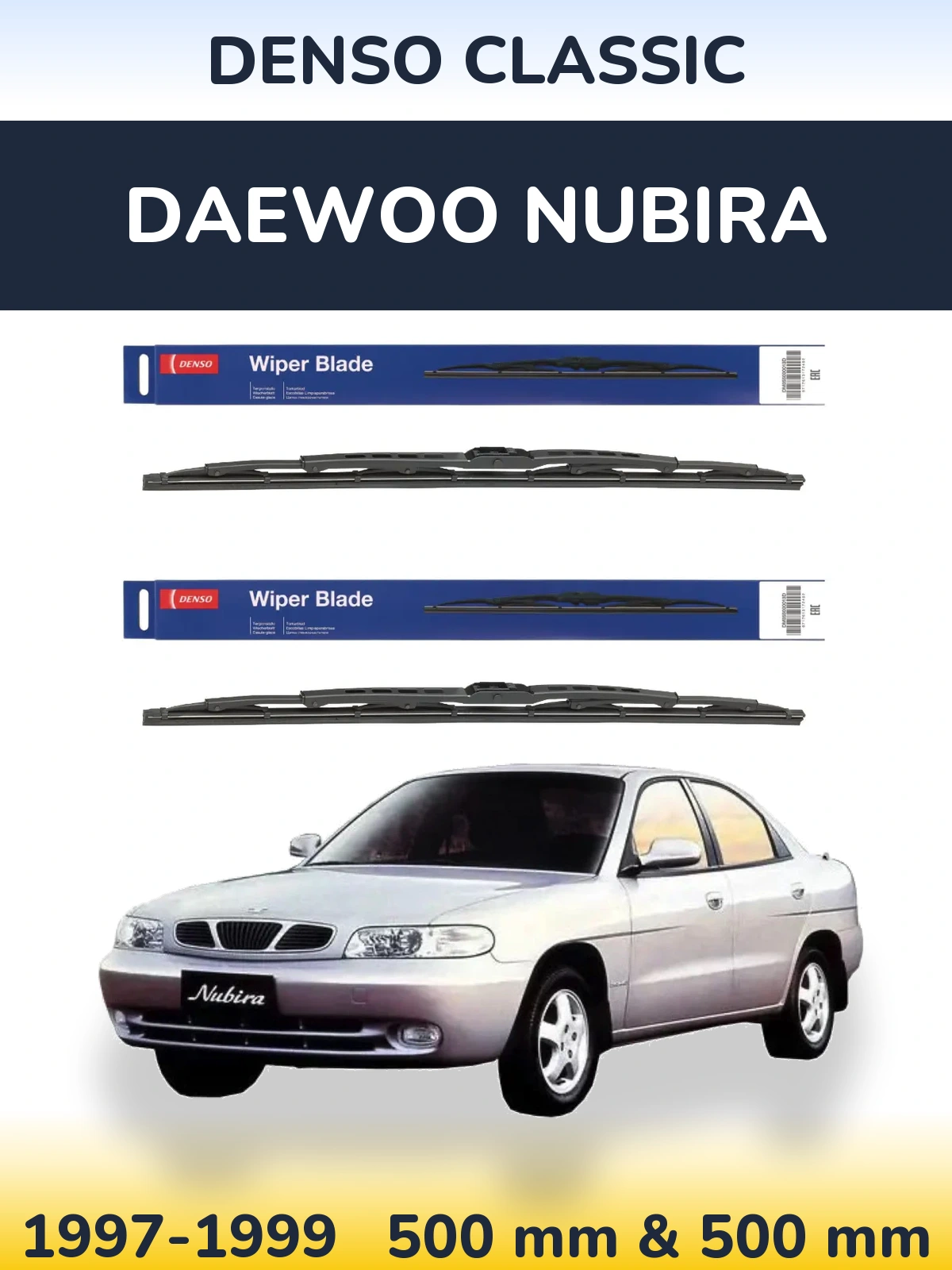 Komplet przednich wycieraczek Denso Classic 500 & 500 mm do Daewoo Nubira 1997-1999