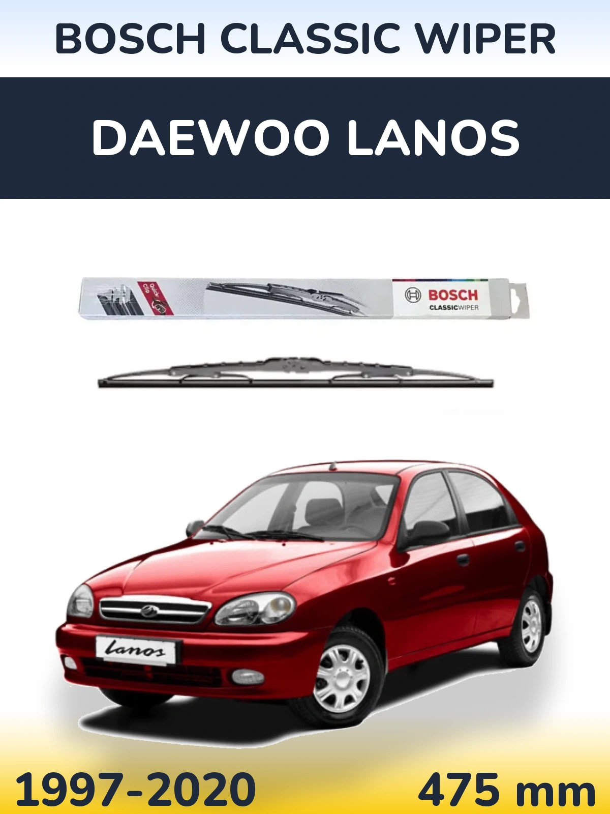 Tylna wycieraczka BOSCH Classic Wiper 475 mm do Daewoo Lanos 1997-2020