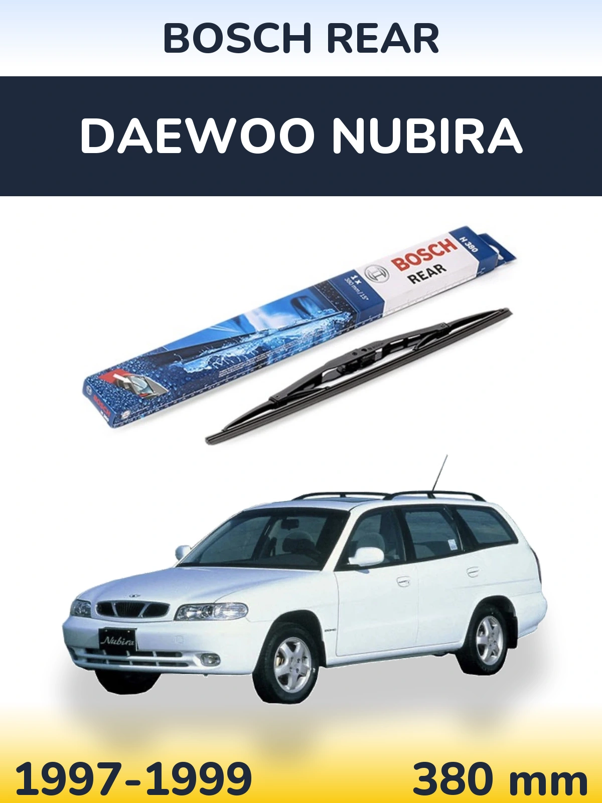 Rear wiper blade BOSCH Rear 380 mm for Daewoo Nubira 1997-1999