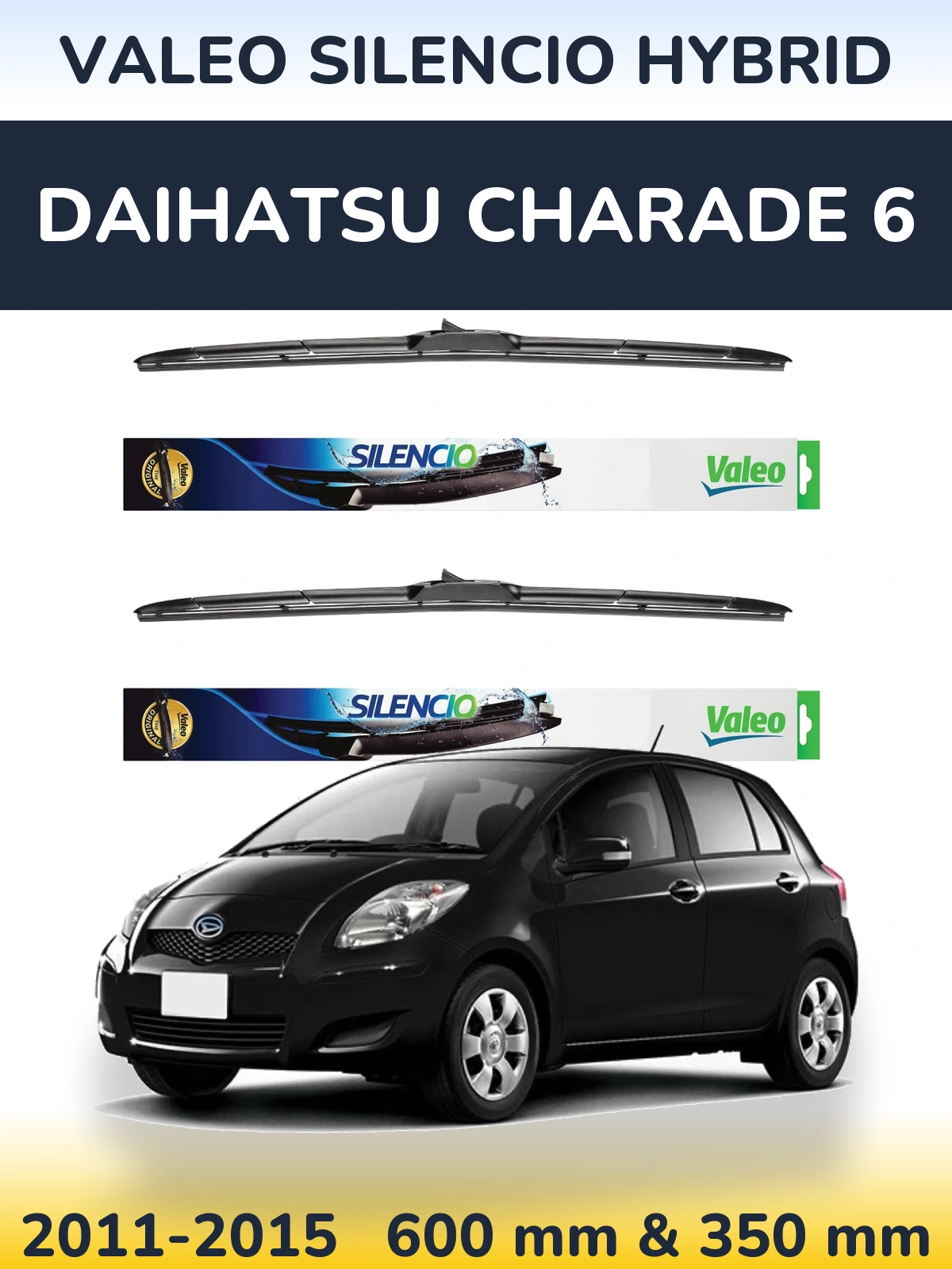 Комплект передних дворников Valeo Silencio Hybrid 600 & 350 мм для Daihatsu Charade 6 2011-2015