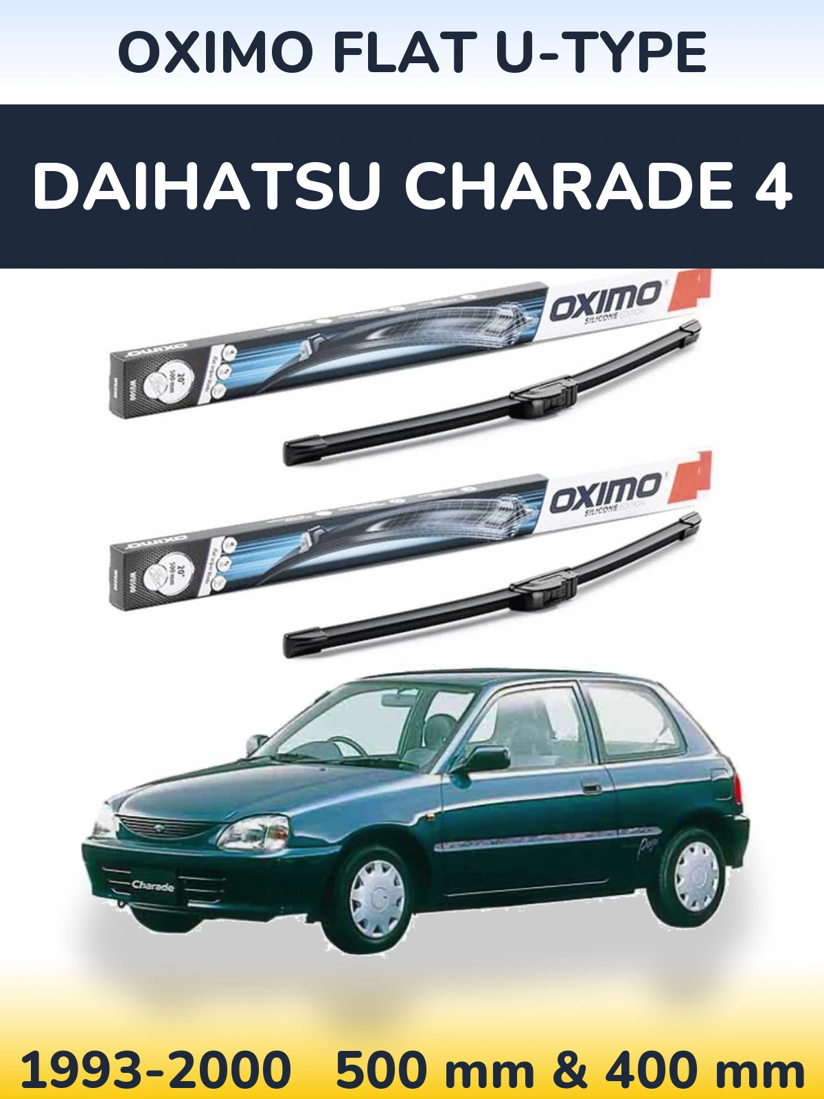 Komplet przednich wycieraczek Oximo Flat U-type 500 & 400 mm do Daihatsu Charade 4 1993-2000