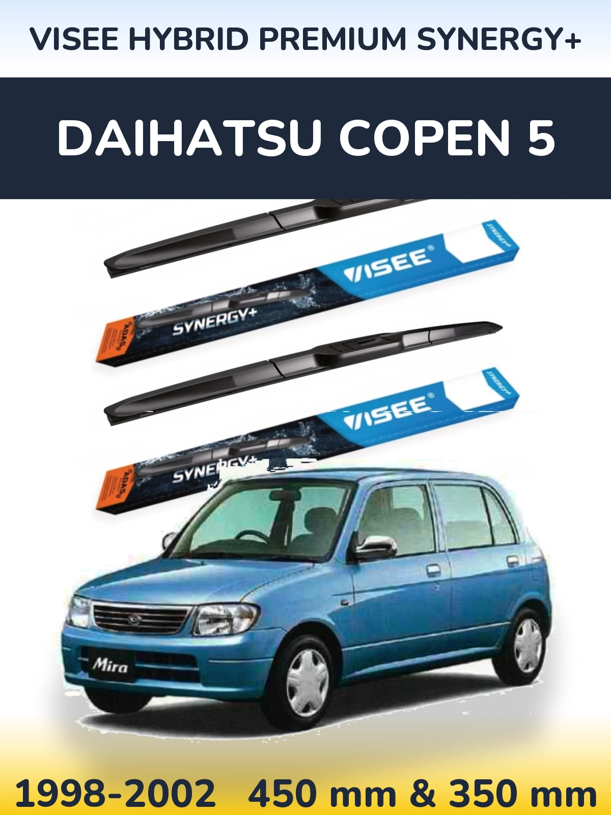 Комплект передних дворников VISEE HYBRID PREMIUM SYNERGY+ 450 & 350 мм для Daihatsu Copen 5 1998-2002