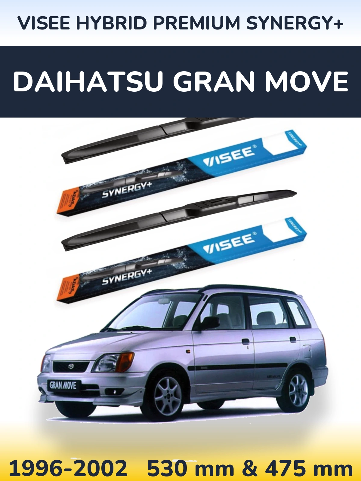 Komplet przednich wycieraczek VISEE HYBRID PREMIUM SYNERGY+ 530 & 475 mm do Daihatsu Gran Move 1996-2002