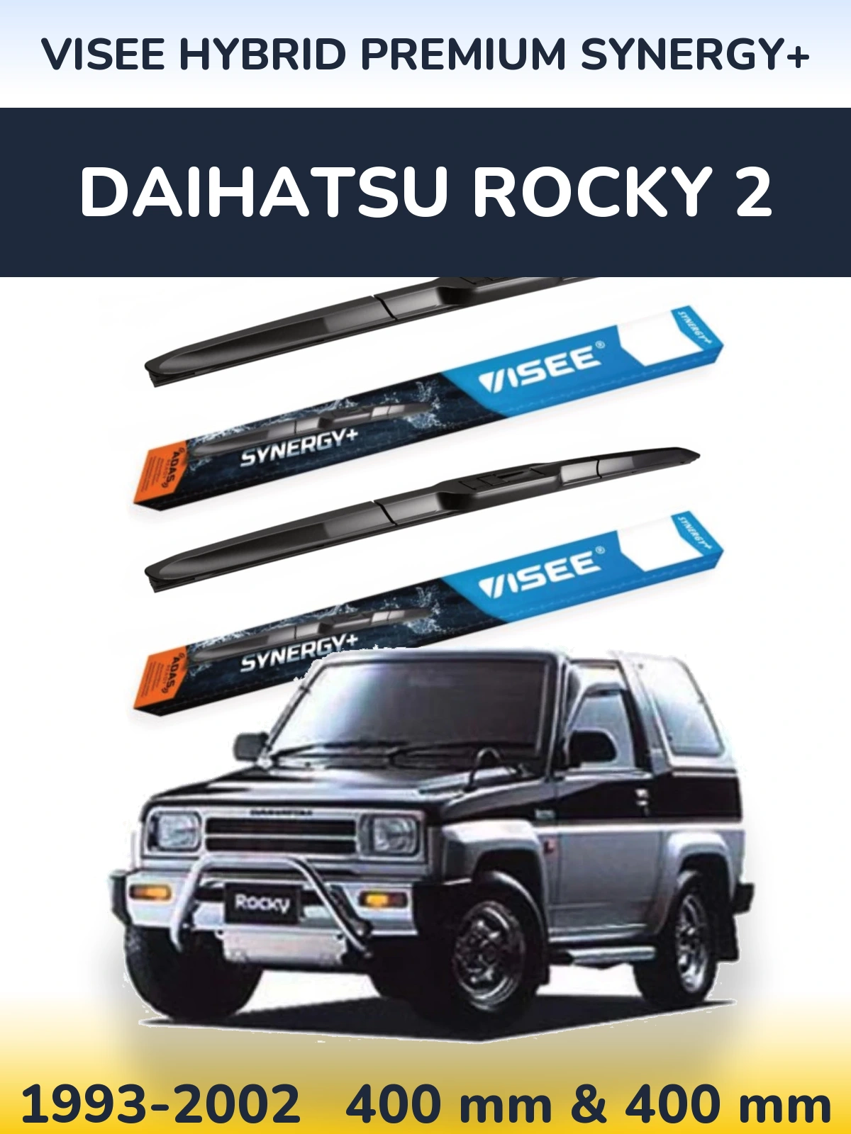Комплект передних дворников VISEE HYBRID PREMIUM SYNERGY+ 400 & 400 мм для Daihatsu Rocky 2 1993-2002