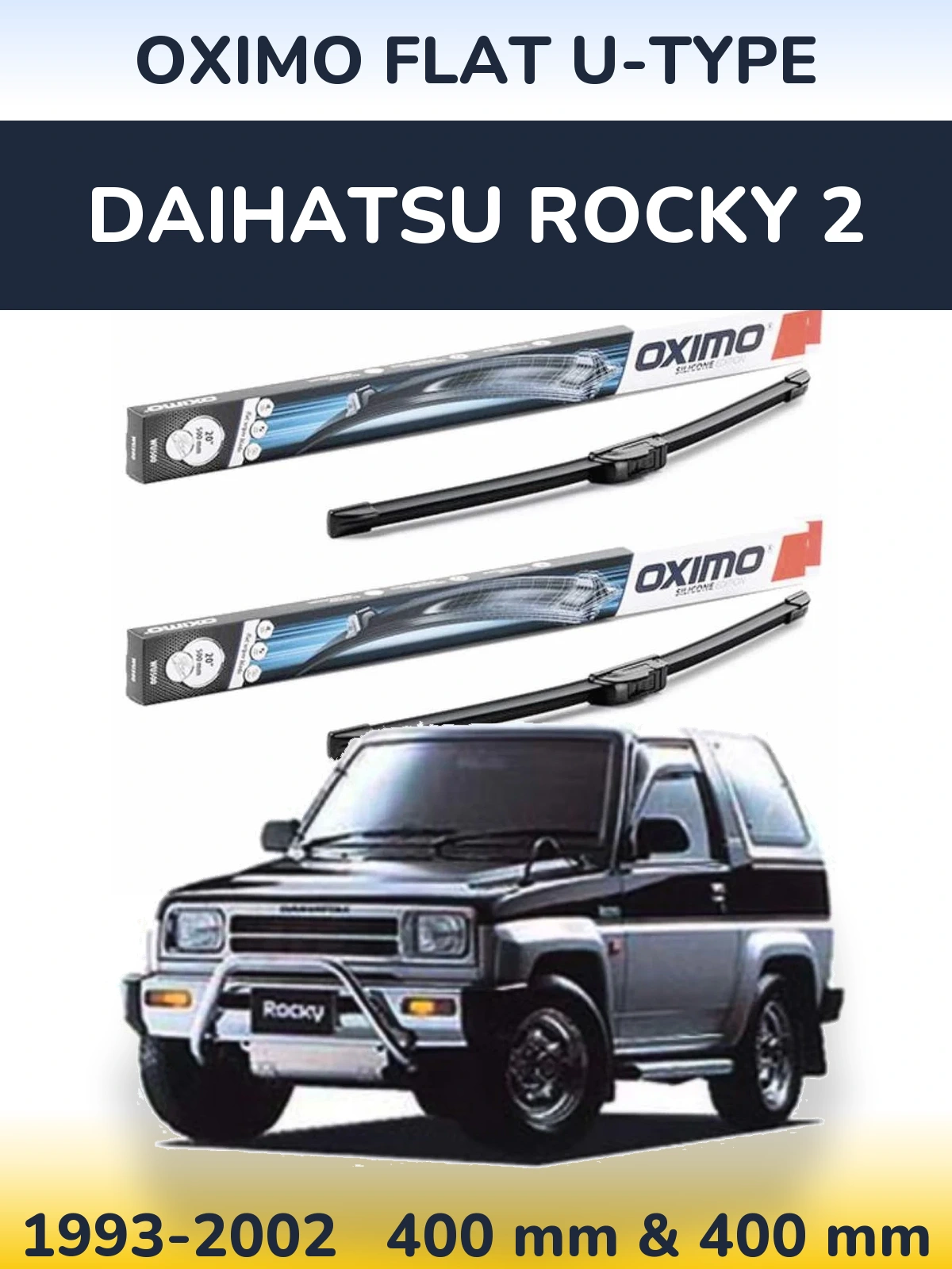 Комплект передних дворников Oximo Flat U-type 400 & 400 мм для Daihatsu Rocky 2 1993-2002