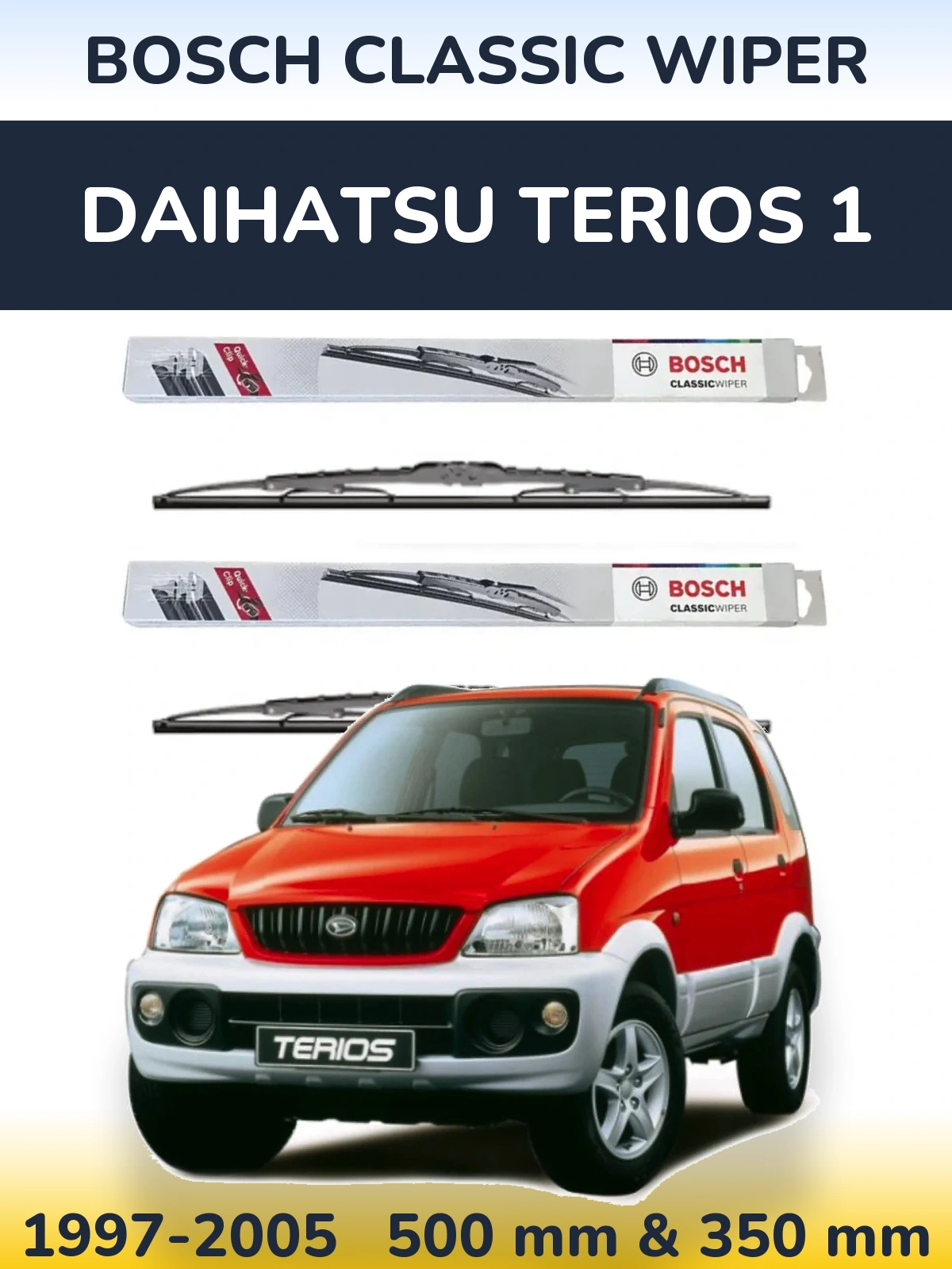 Комплект передних дворников BOSCH Classic Wiper 500 & 340 мм для Daihatsu Terios 1 1997-2005