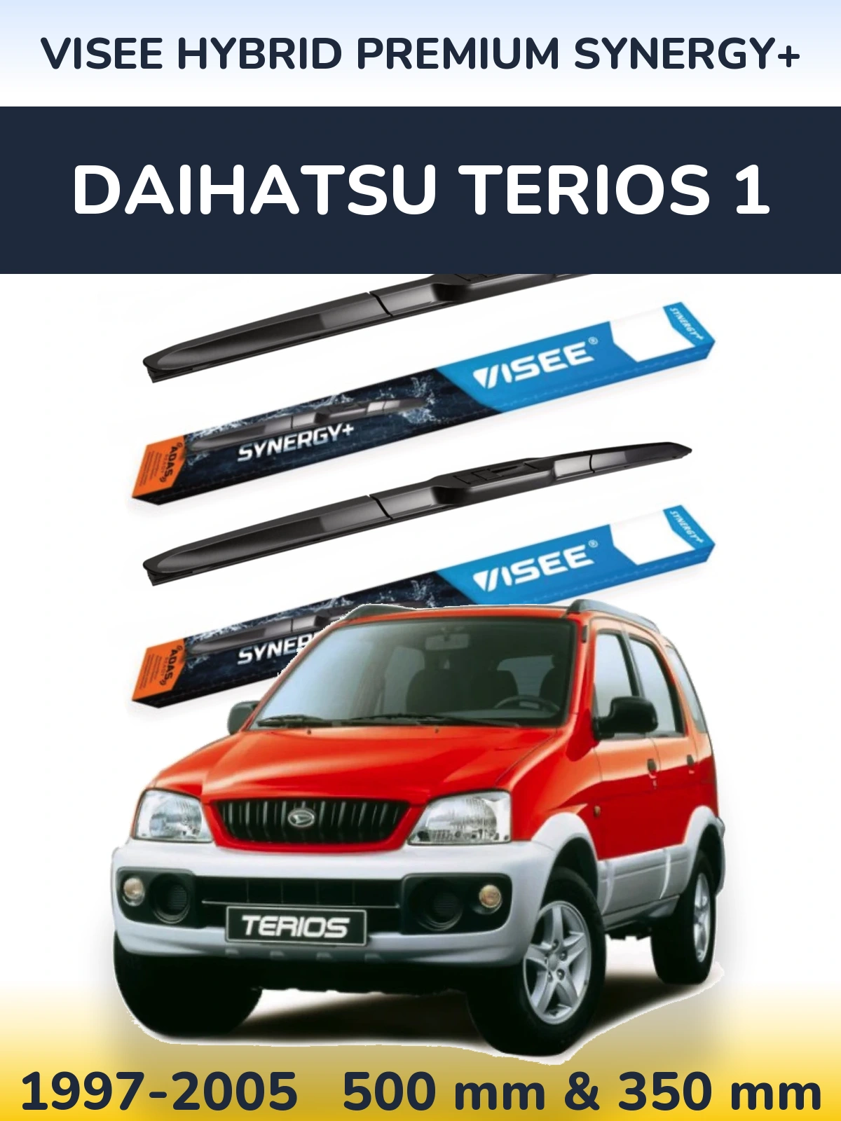 Комплект передних дворников VISEE HYBRID PREMIUM SYNERGY+ 500 & 350 мм для Daihatsu Terios 1 1997-2005