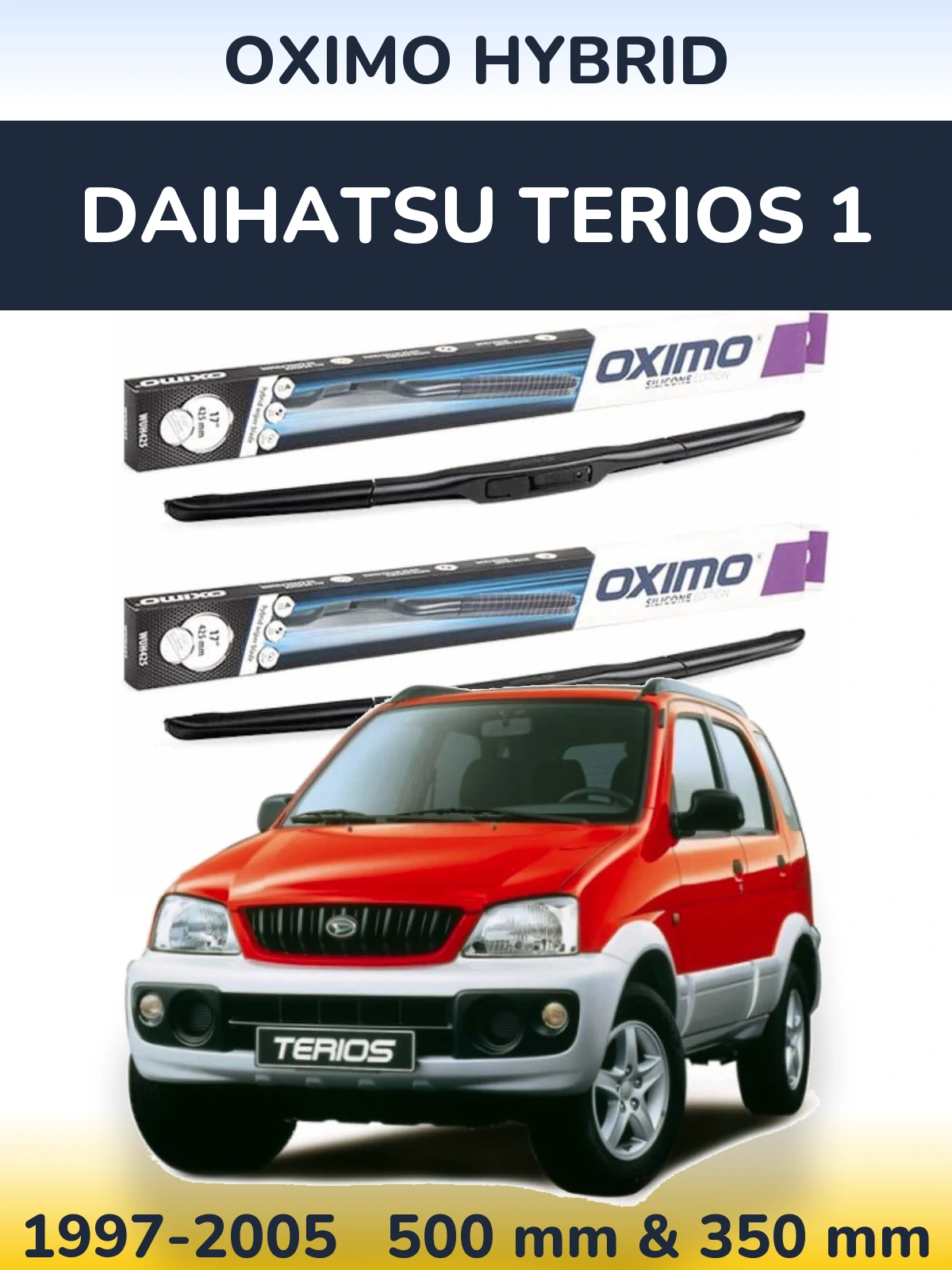 Комплект передних дворников Oximo Hybrid 500 & 350 мм для Daihatsu Terios 1 1997-2005