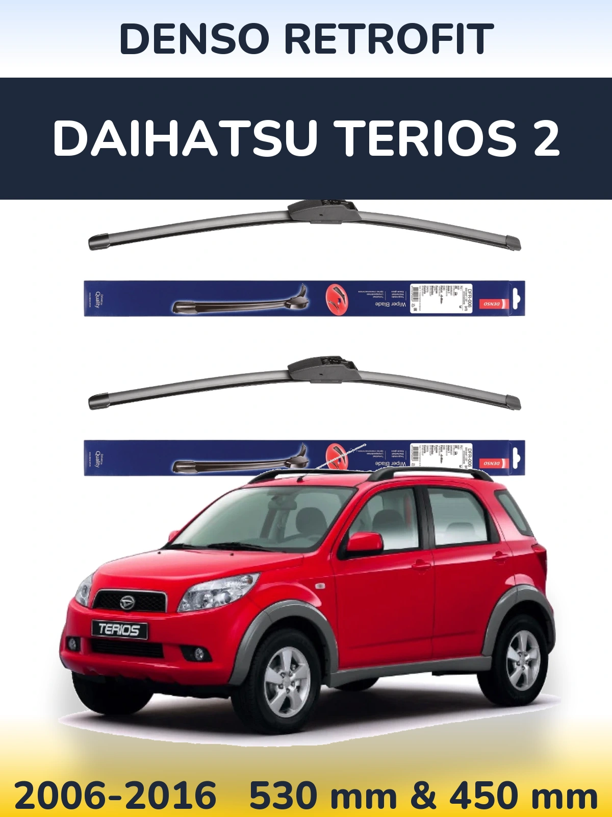 Комплект передних дворников Denso Retrofit 530 & 450 мм для Daihatsu Terios 2 2006-2016