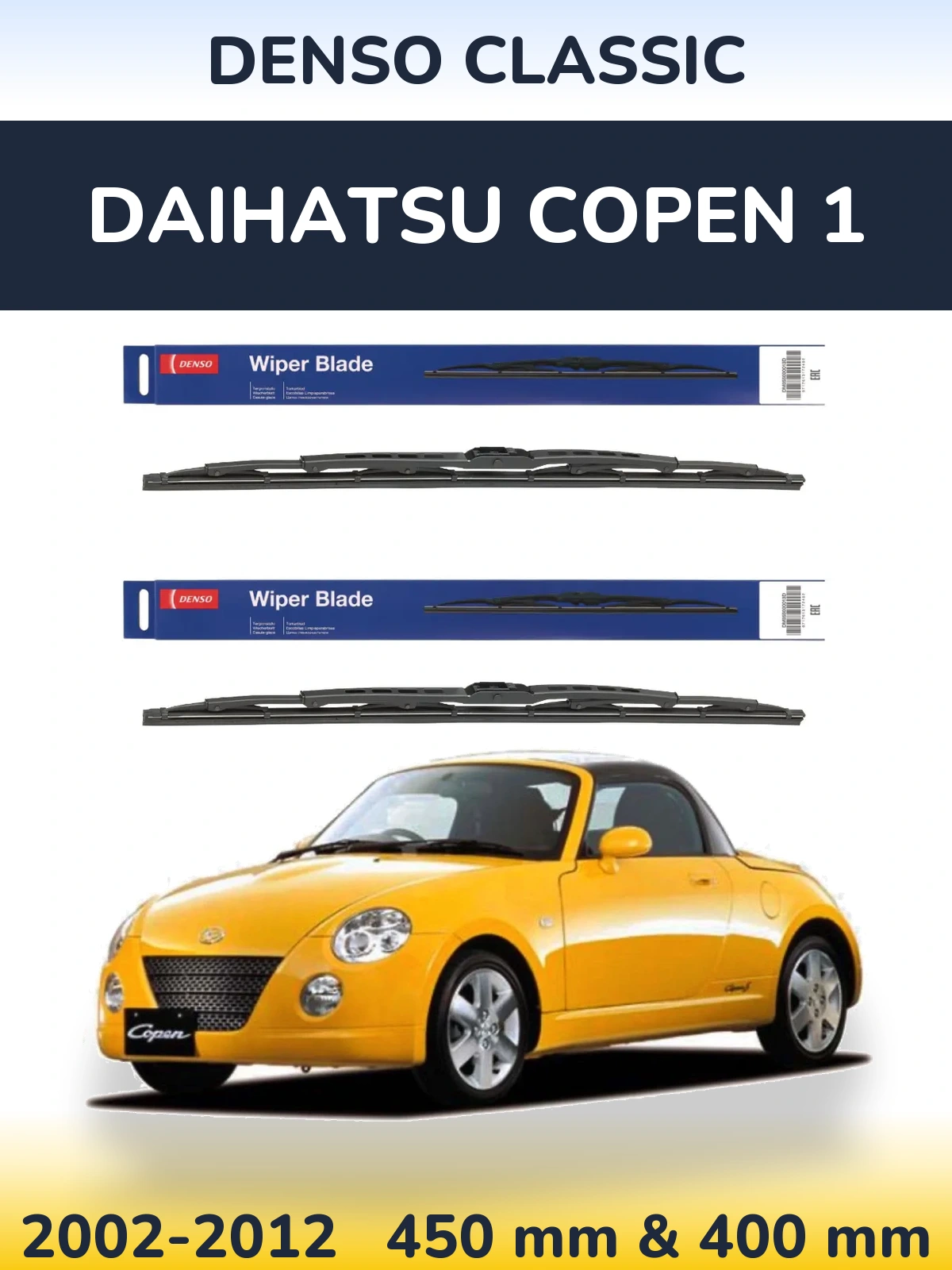 Komplet przednich wycieraczek Denso Classic 450 & 400 mm do Daihatsu Copen 1 2002-2012