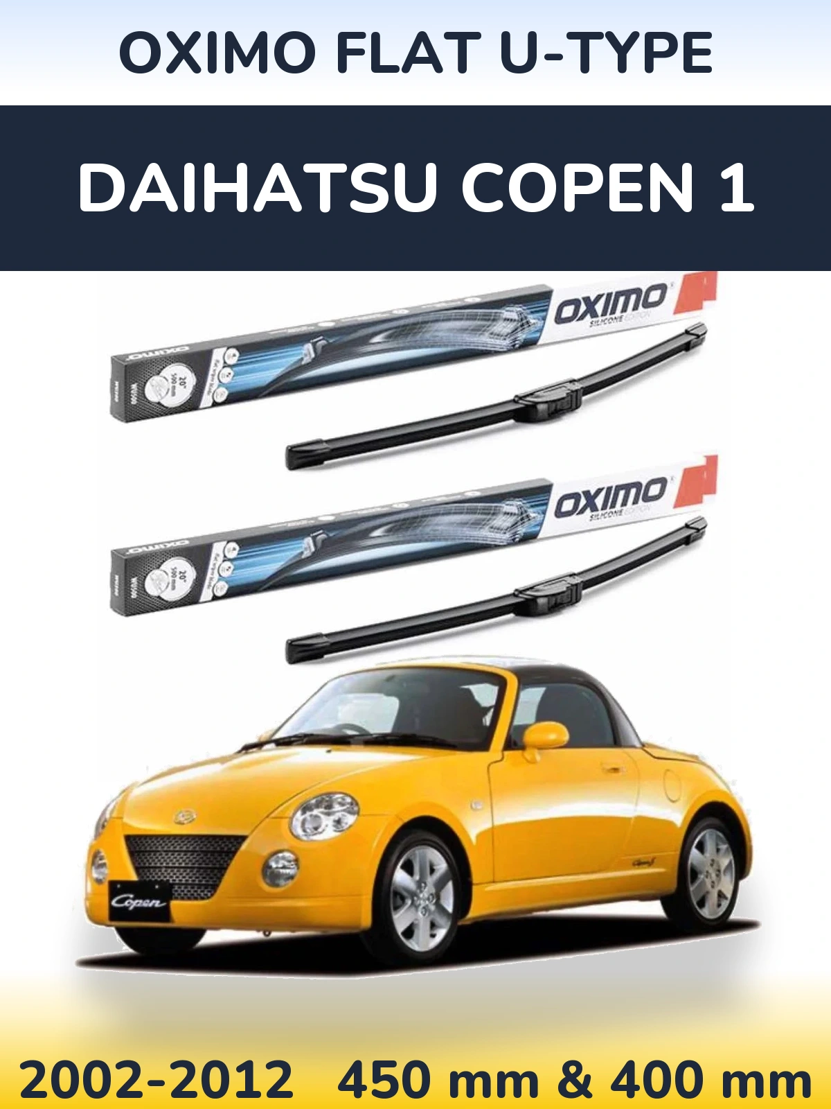 Komplet przednich wycieraczek Oximo Flat U-type 450 & 400 mm do Daihatsu Copen 1 2002-2012