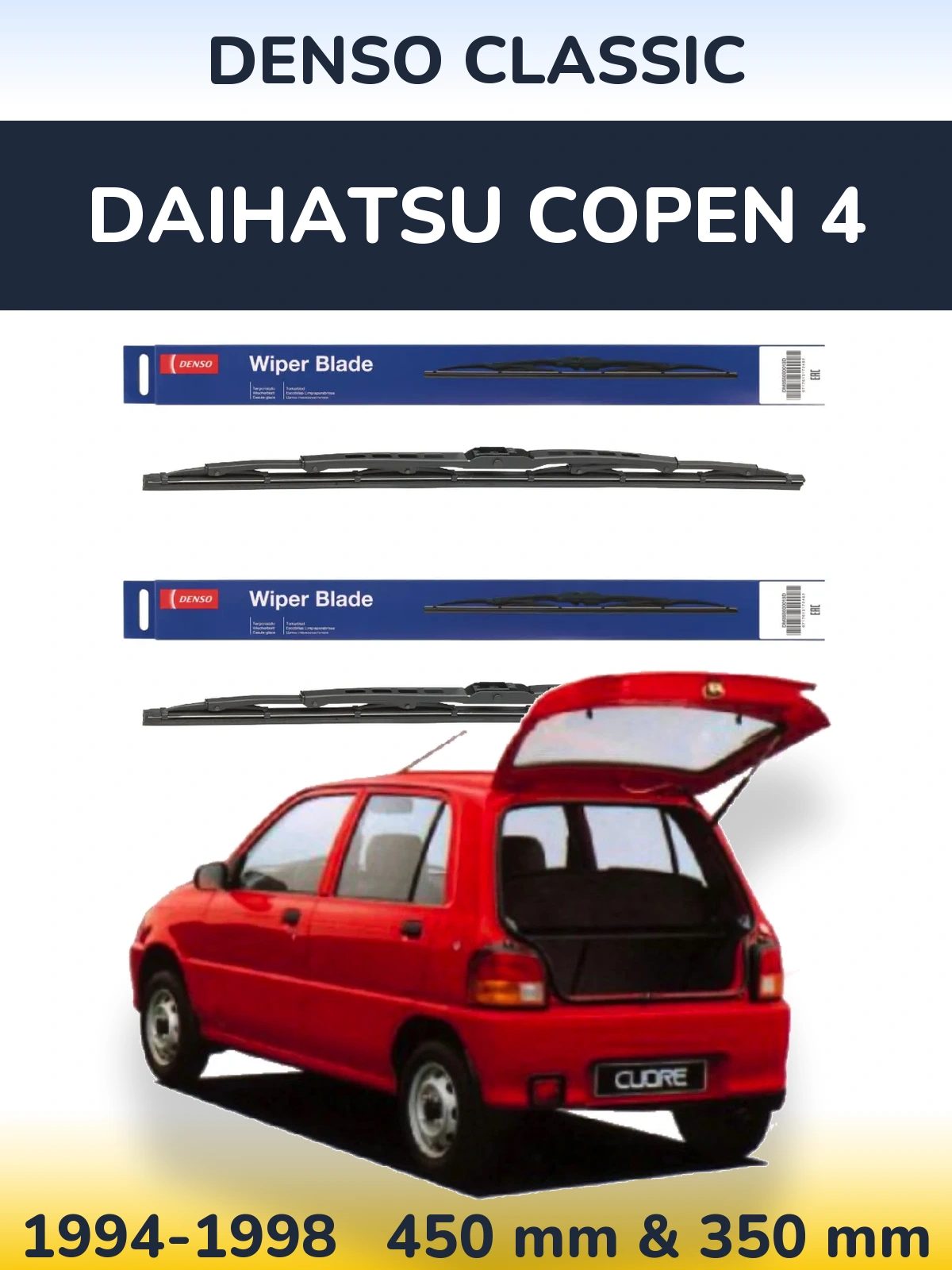 Komplet przednich wycieraczek Denso Classic 450 & 350 mm do Daihatsu Copen 4 1994-1998