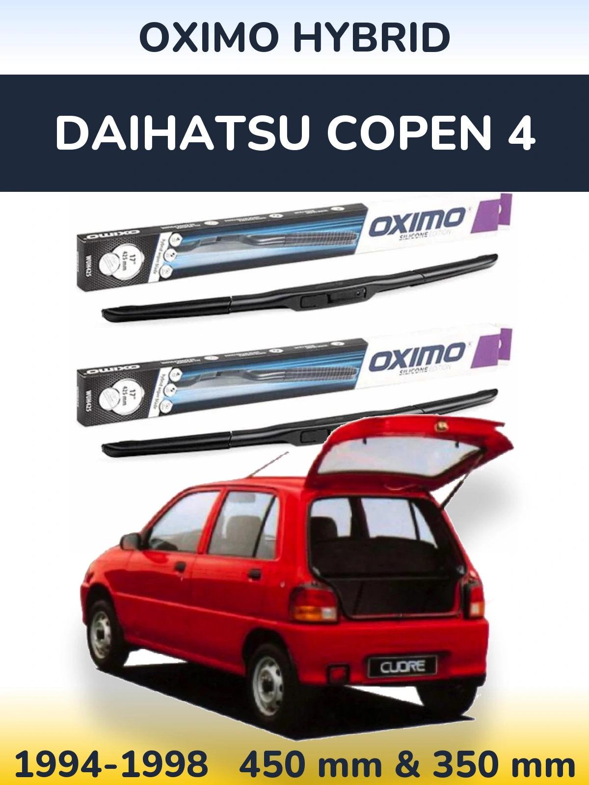 Komplet przednich wycieraczek Oximo Hybrid 450 & 350 mm do Daihatsu Copen 4 1994-1998