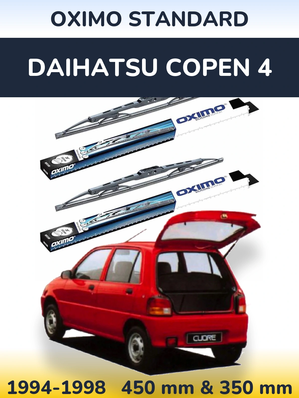 Komplet przednich wycieraczek Oximo Standard 450 & 350 mm do Daihatsu Copen 4 1994-1998