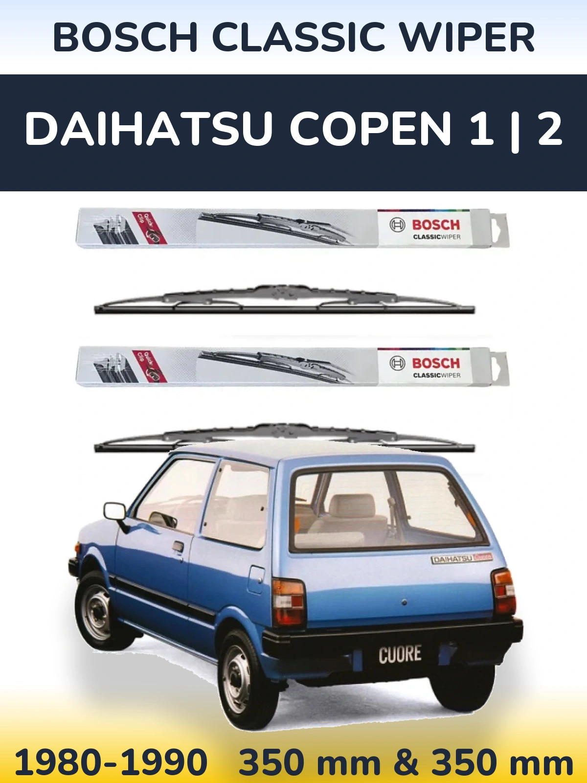 Komplet przednich wycieraczek BOSCH Classic Wiper 340 & 340 mm do Daihatsu Copen 1 | 2 1980-1990