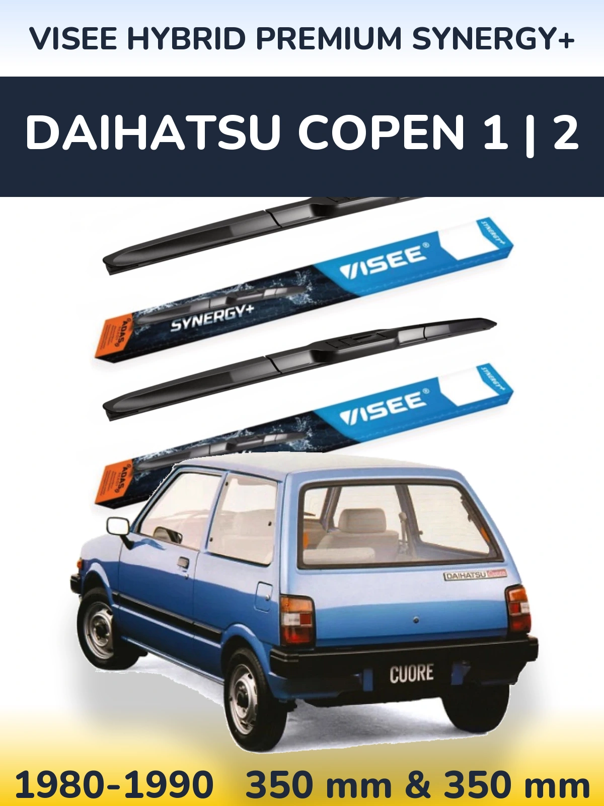 Komplet przednich wycieraczek VISEE HYBRID PREMIUM SYNERGY+ 350 & 350 mm do Daihatsu Copen 1 | 2 1980-1990