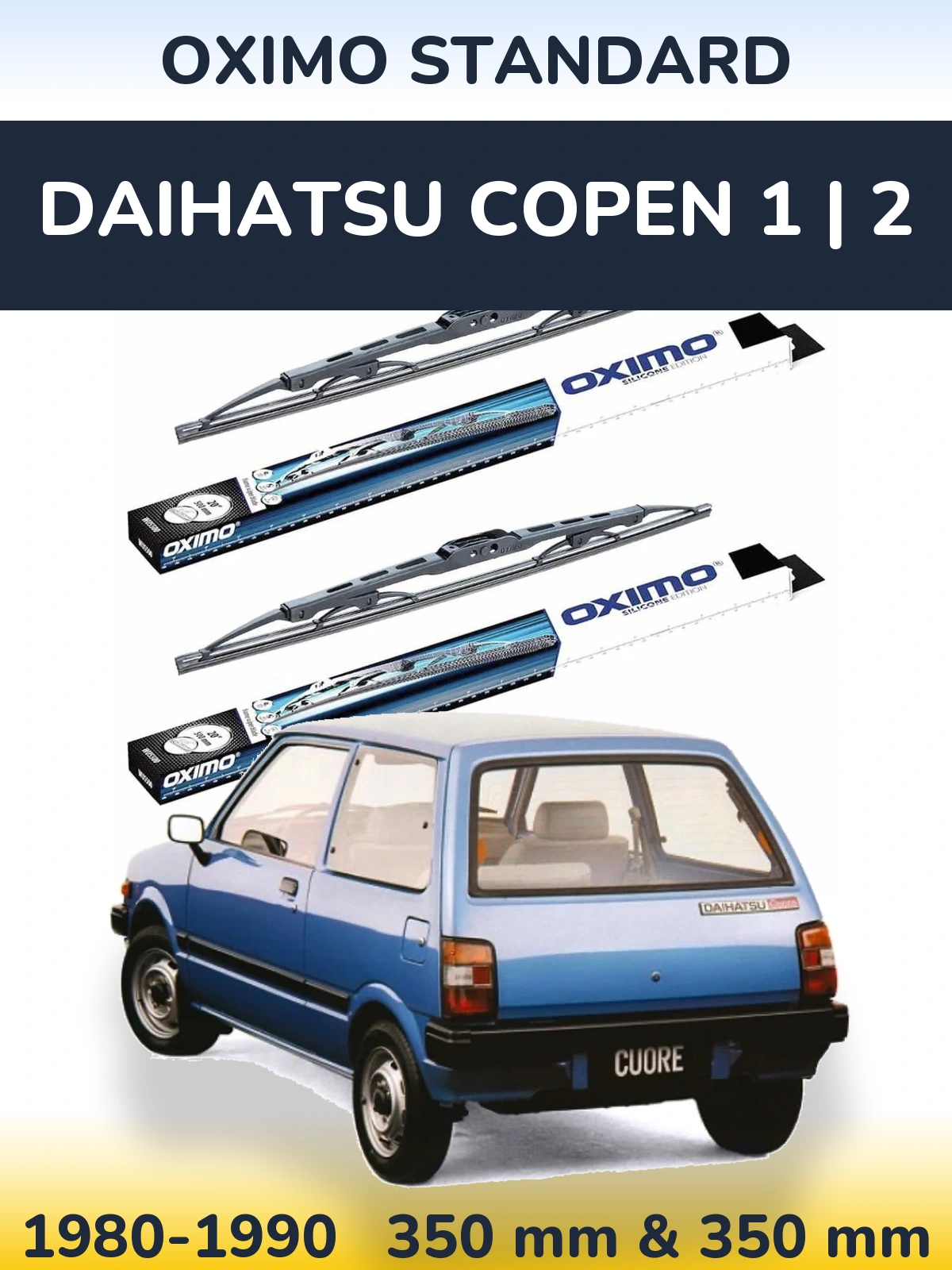Komplet przednich wycieraczek Oximo Standard 350 & 350 mm do Daihatsu Copen 1 | 2 1980-1990